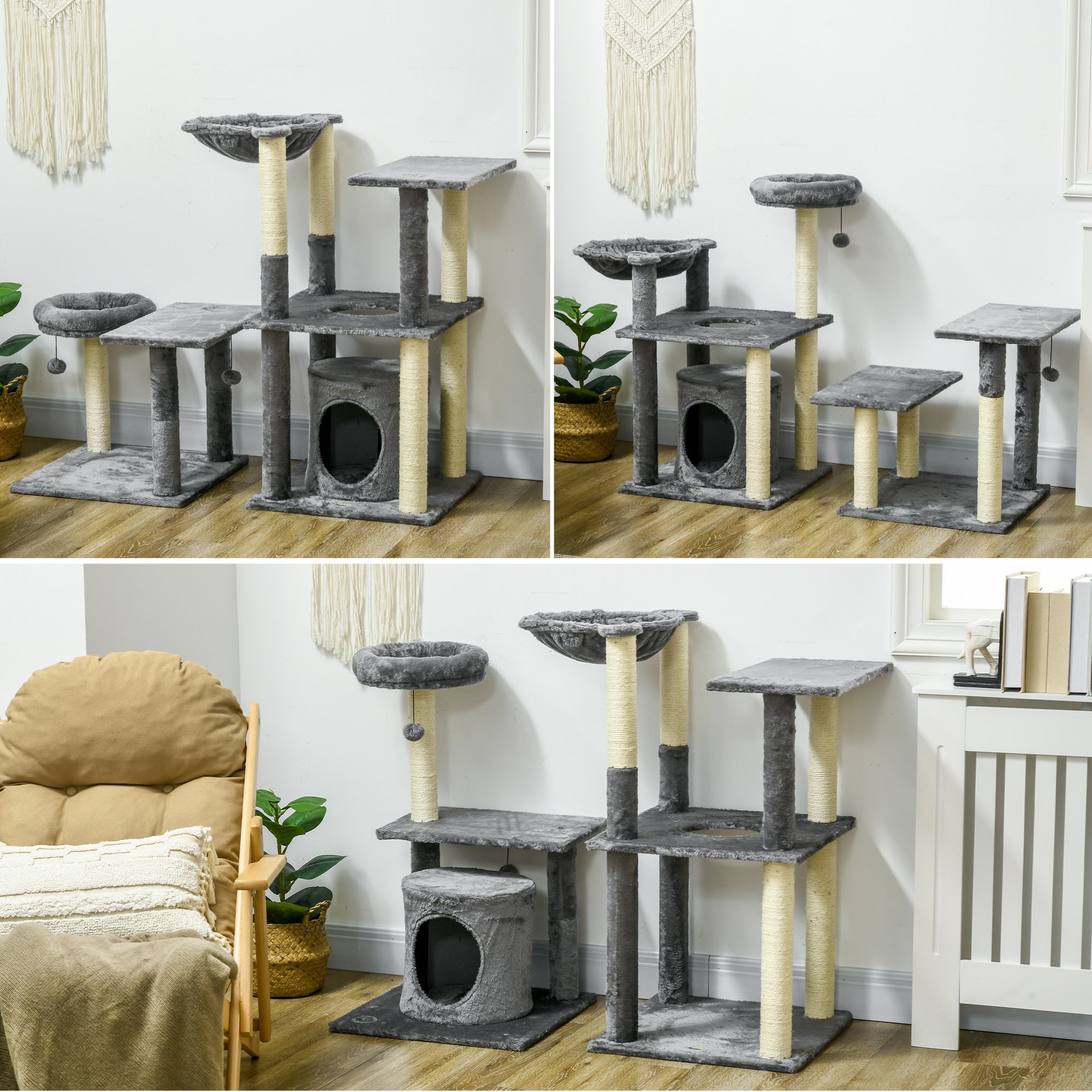 Arranhador para Gatos Grande 144 cm Cinza