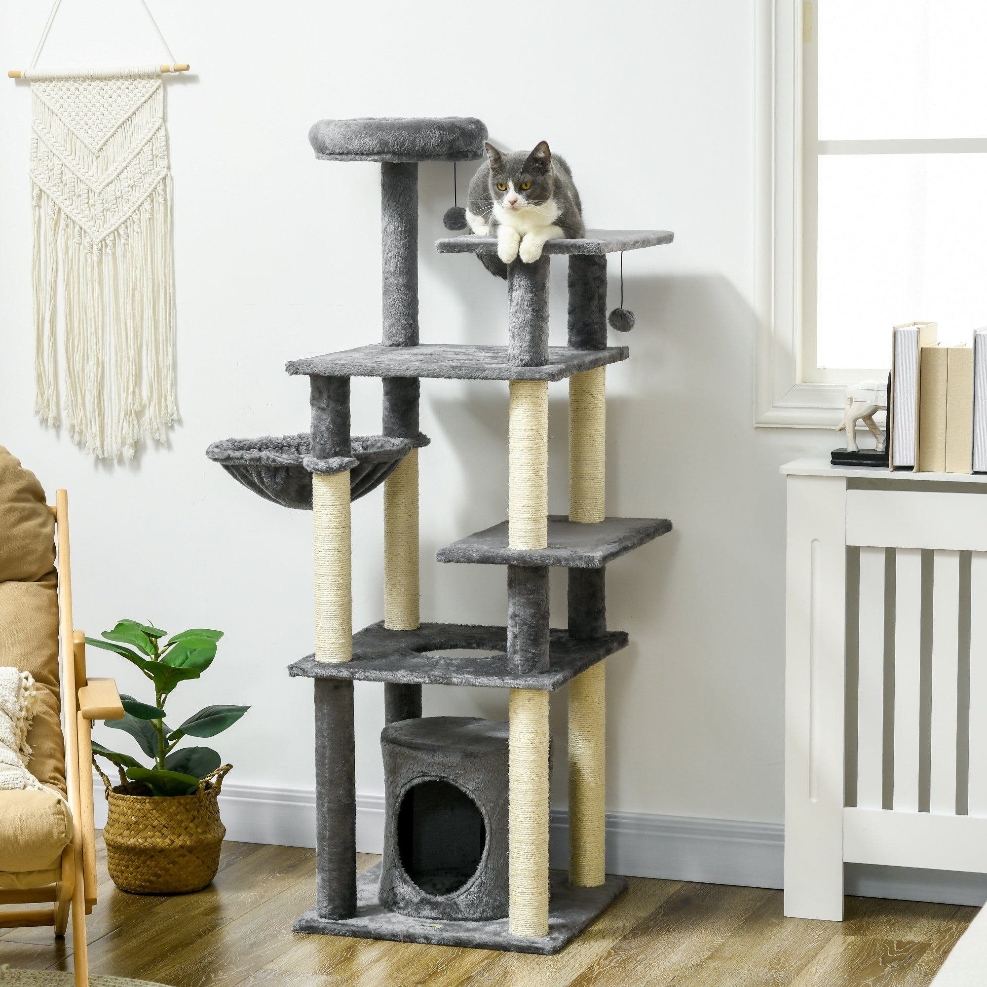 Arranhador para Gatos Grande 144 cm Cinza