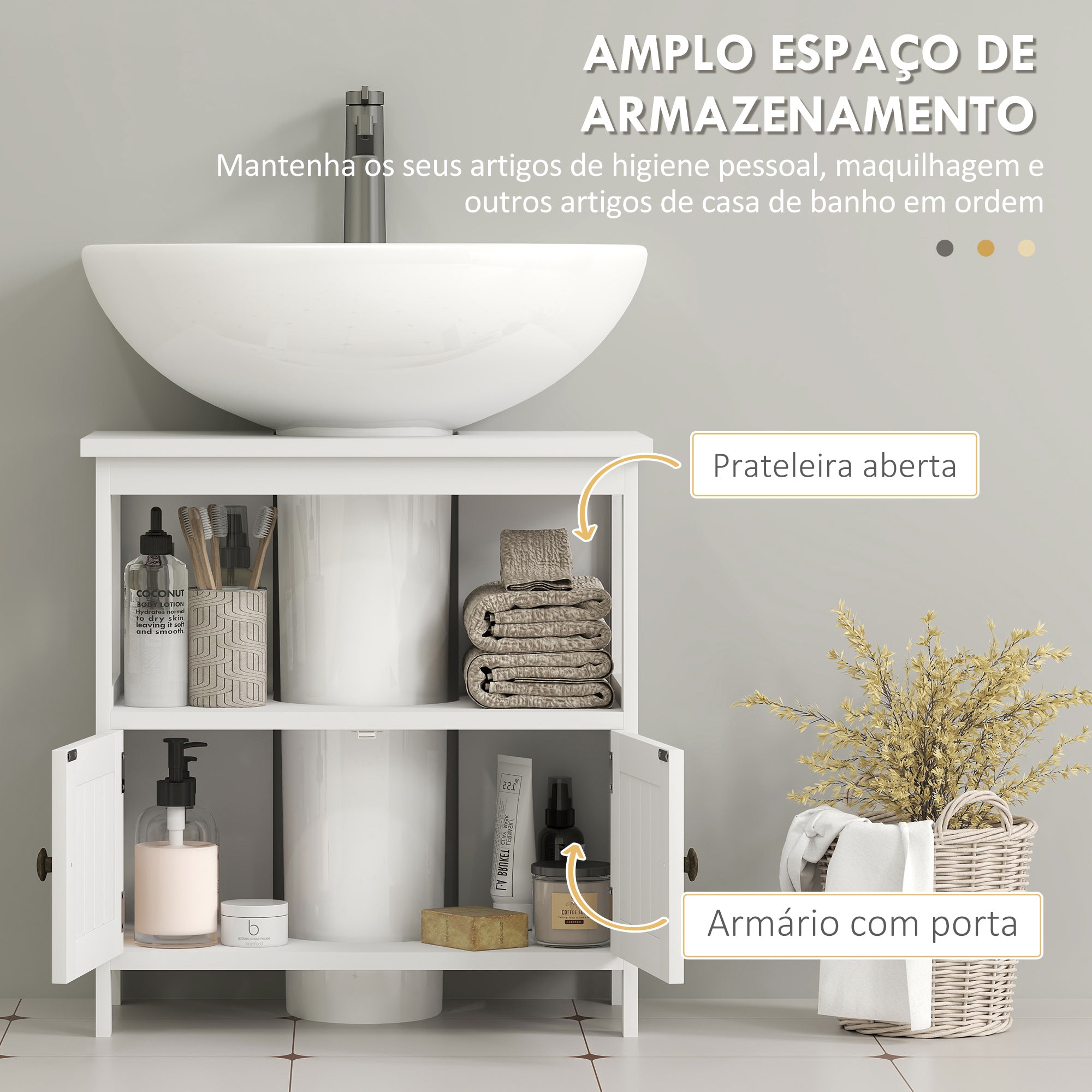 Móvel para Lavatório Branco 60x30x60 cm - Organização e Elegância para a sua Casa de Banho