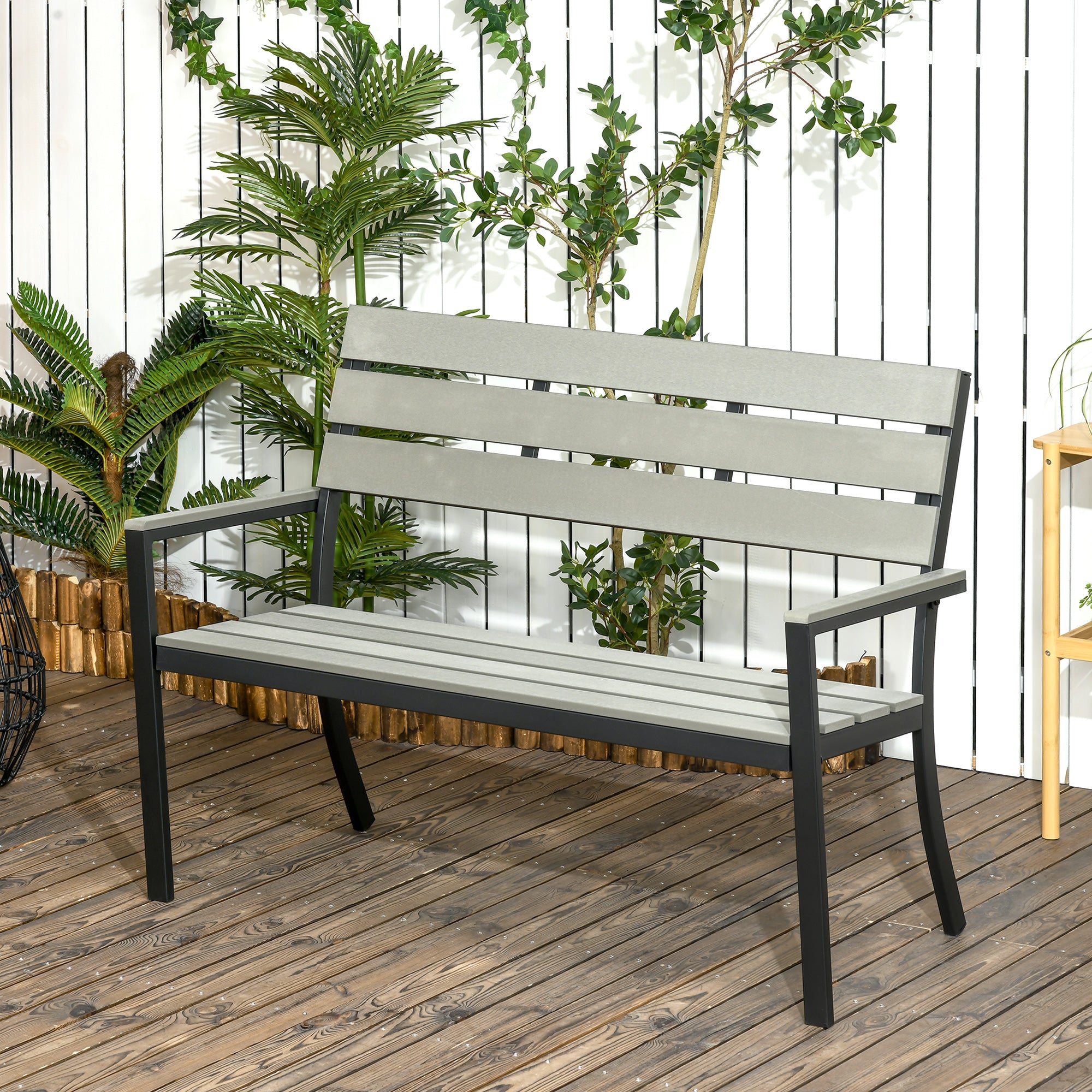 Banco de Jardim 2 Lugares Cinza 122x65x92 cm
