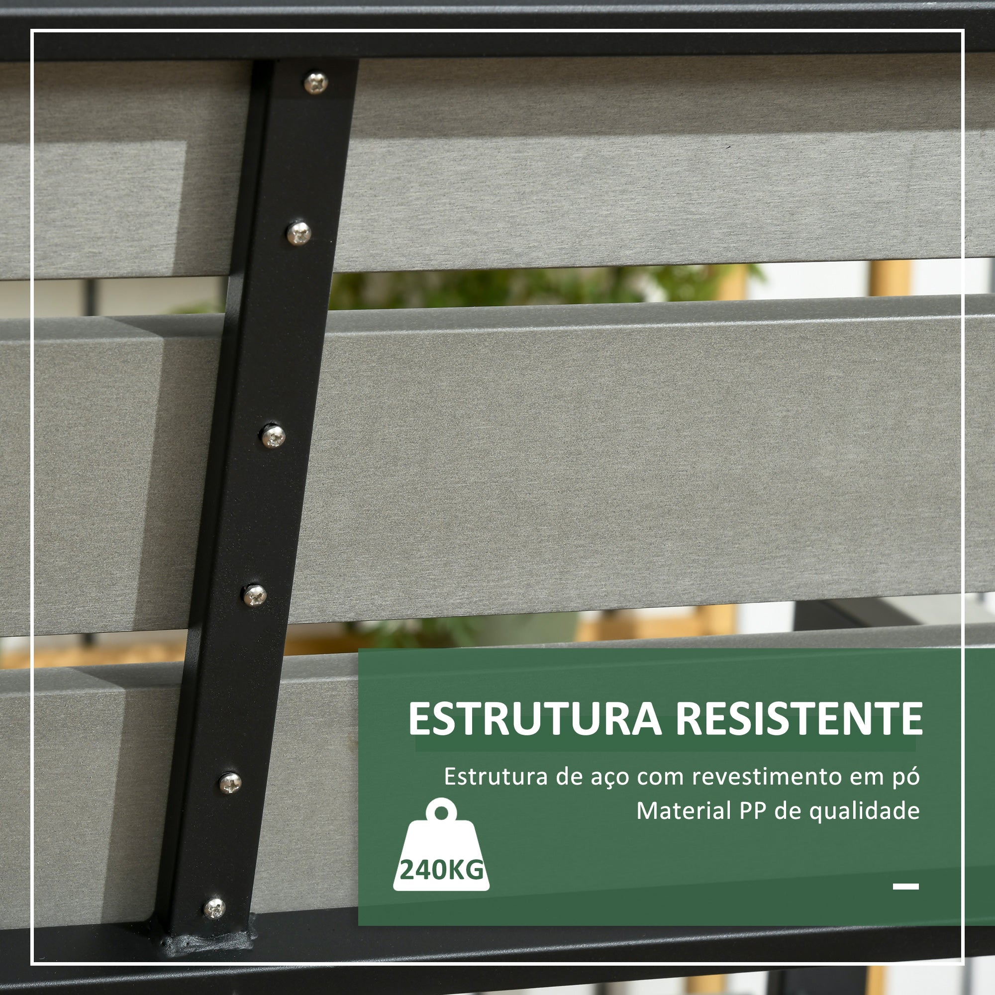 Banco de Jardim 2 Lugares Cinza 122x65x92 cm