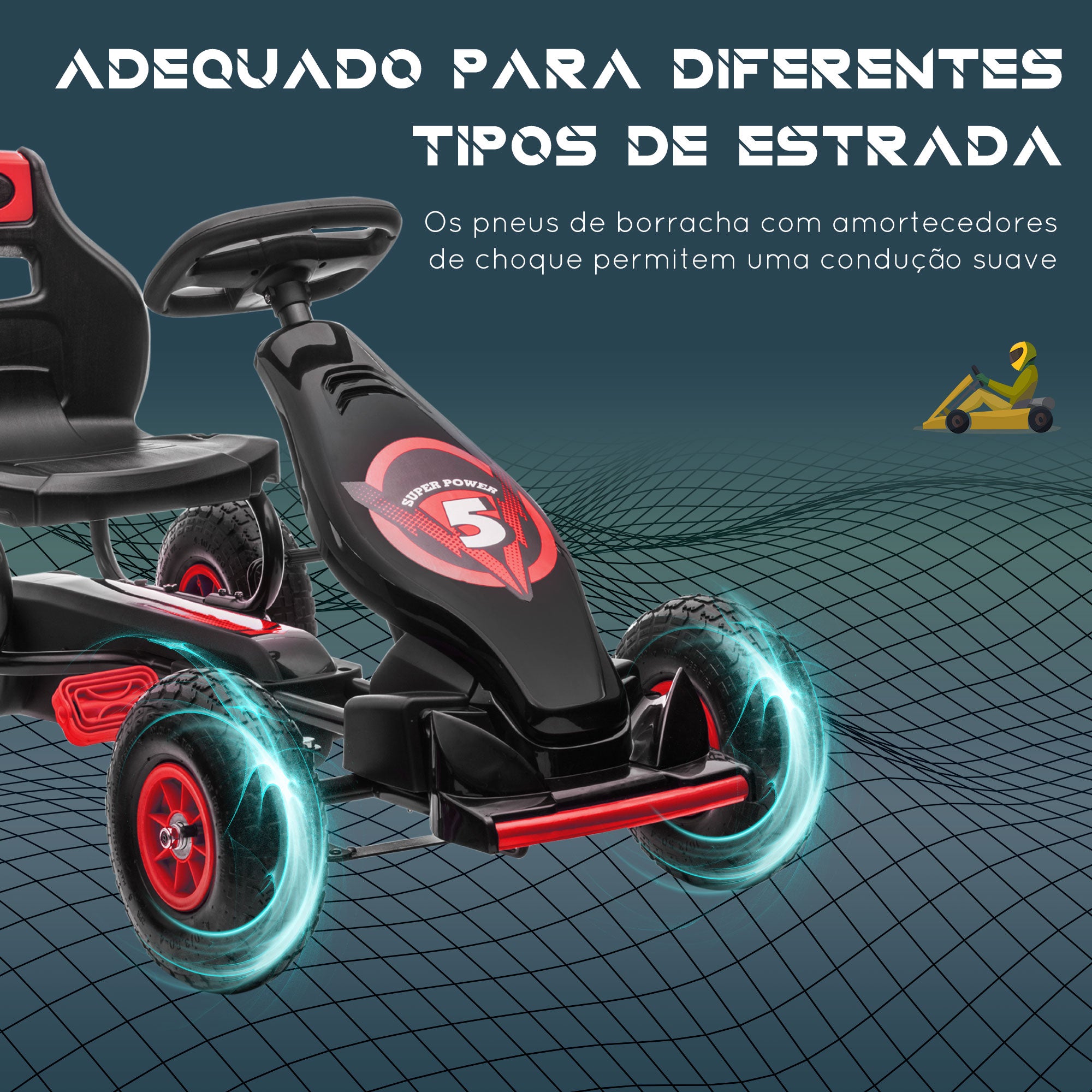 Kart a Pedais Infantil 121x58x61cm Vermelho