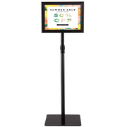 Suporte de Exibição de Chão Ajustável em Metal A4 Autoportante 73,5-118cm Preto