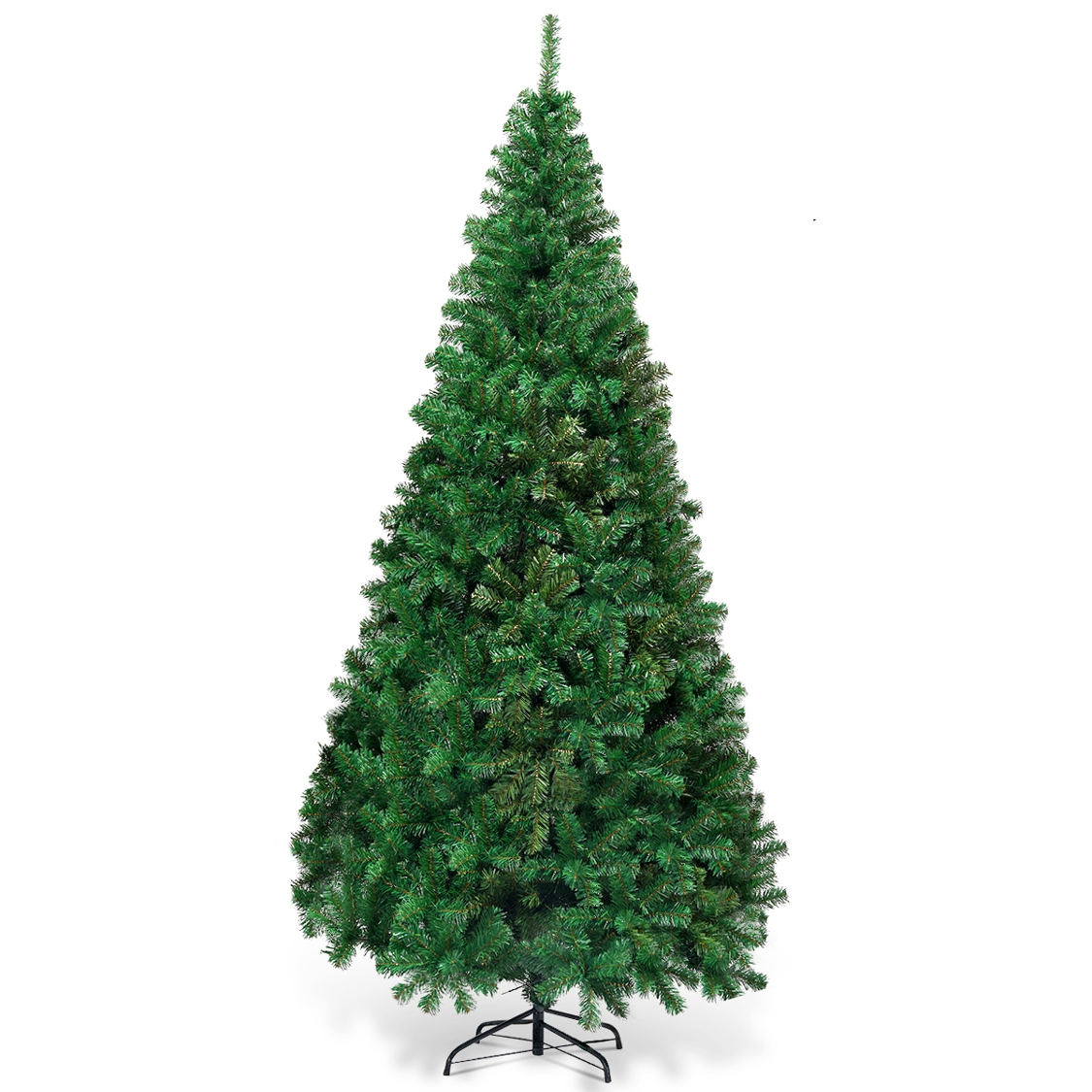 Árvore de Natal Artificial de 210cm com Base Metálica em PVC Verde para Decoração de Natal em Casa Festa