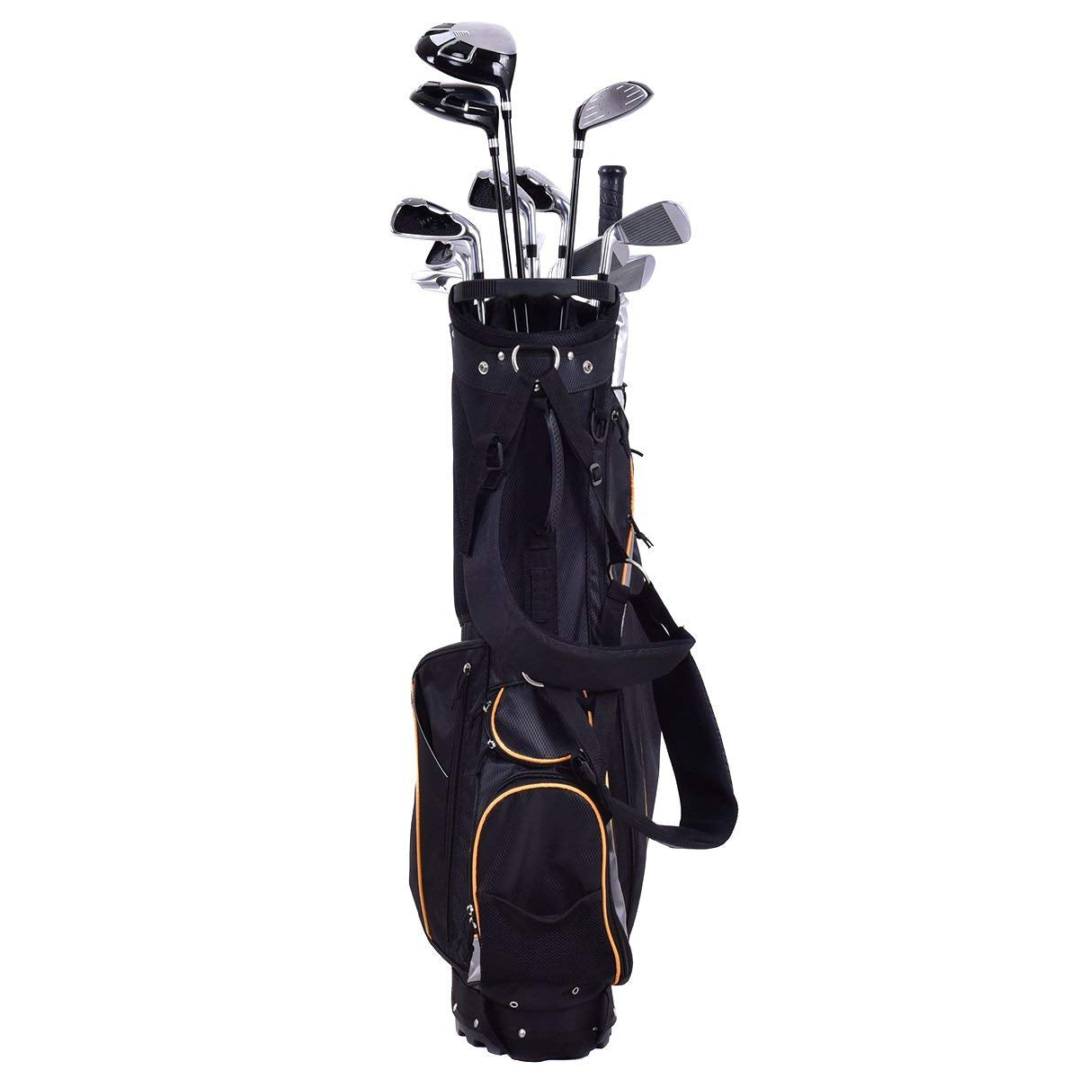 Bolsa de Transporte de Golfe Clássica com Suporte de 7 Compartimentos Preto