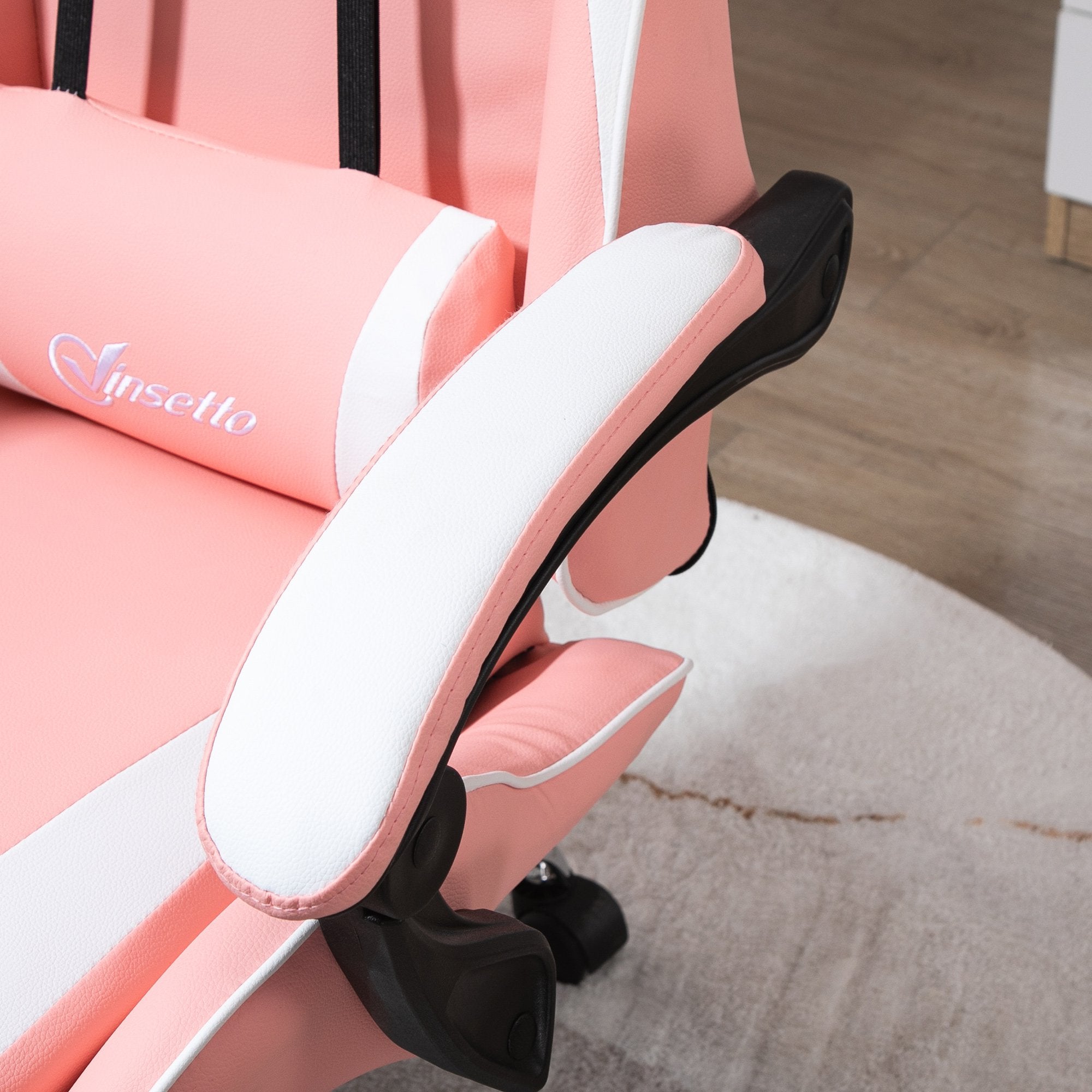Cadeira Gaming Ergonômica Rosa e Branco 63x67x122-130cm