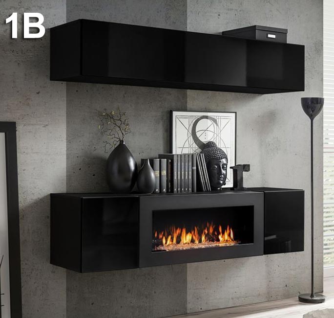 Conjunto de móveis Kaira 1B preto (1,6m)