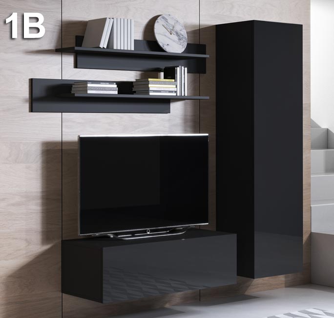 Conjunto de móveis Leiko 1B preto (1,6m)
