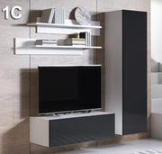 Conjunto de móveis Leiko 1C branco e preto (1,6m)