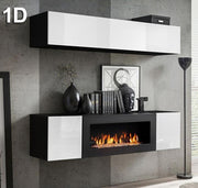 Conjunto de móveis Kaira 1D preto e branco (1,6m)