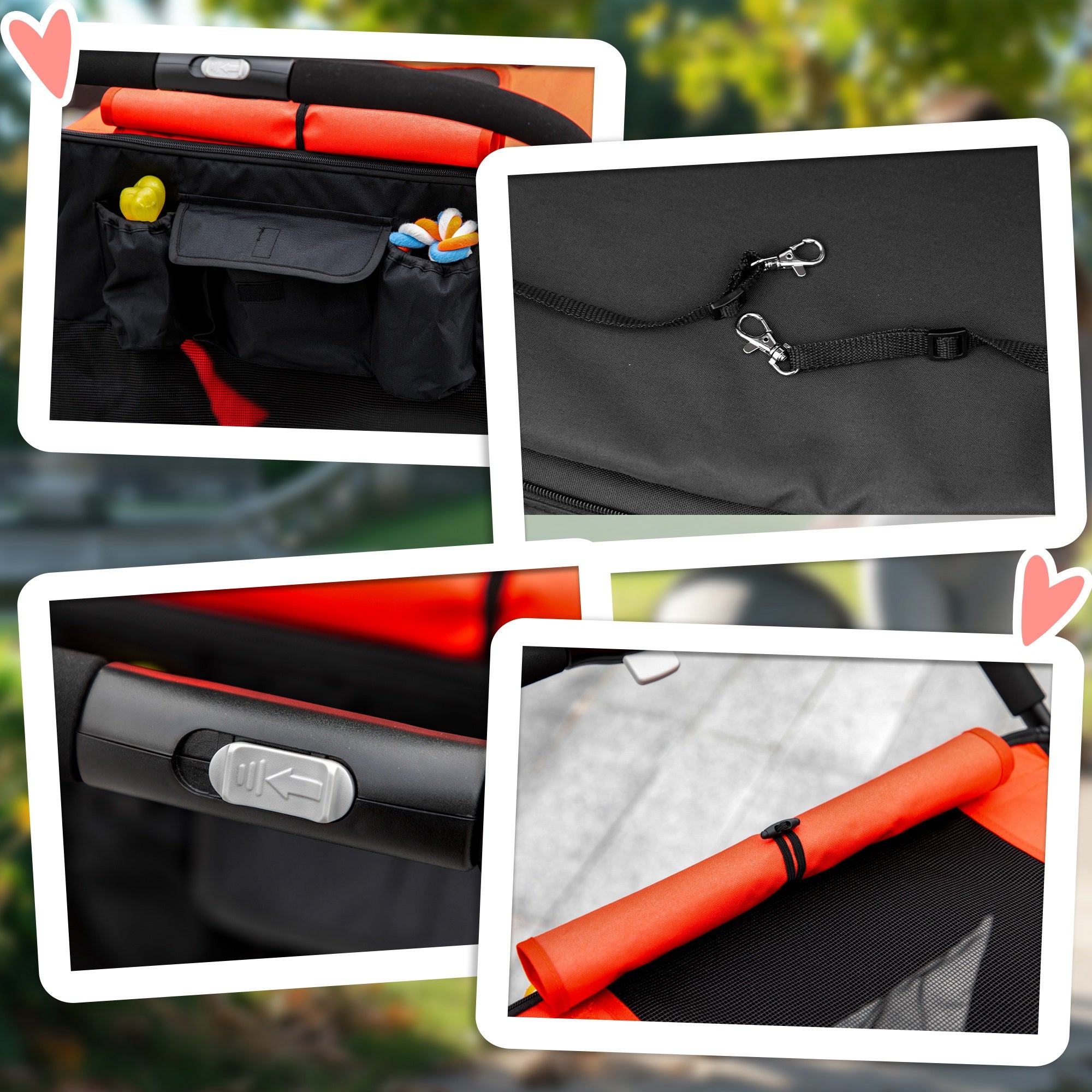 Carrinho Dobrável para Animais de Estimação – 112x65x100 cm – Vermelho – Aço e Tecido Oxford