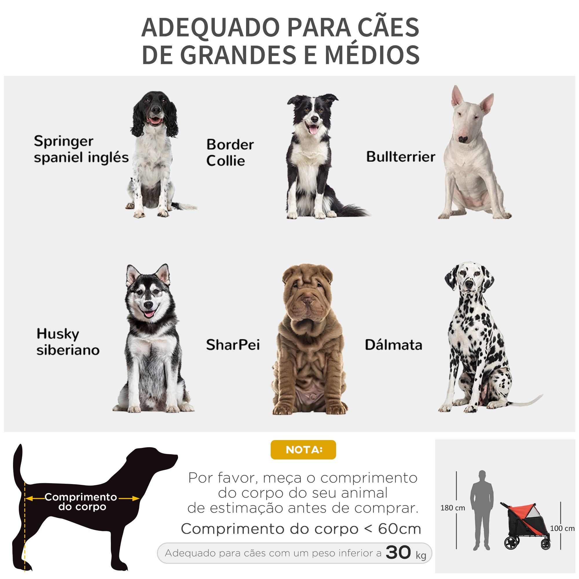 Carrinho Dobrável para Animais de Estimação – 112x65x100 cm – Vermelho – Aço e Tecido Oxford