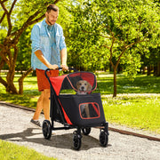 Carrinho Dobrável para Animais de Estimação – 112x65x100 cm – Vermelho – Aço e Tecido Oxford