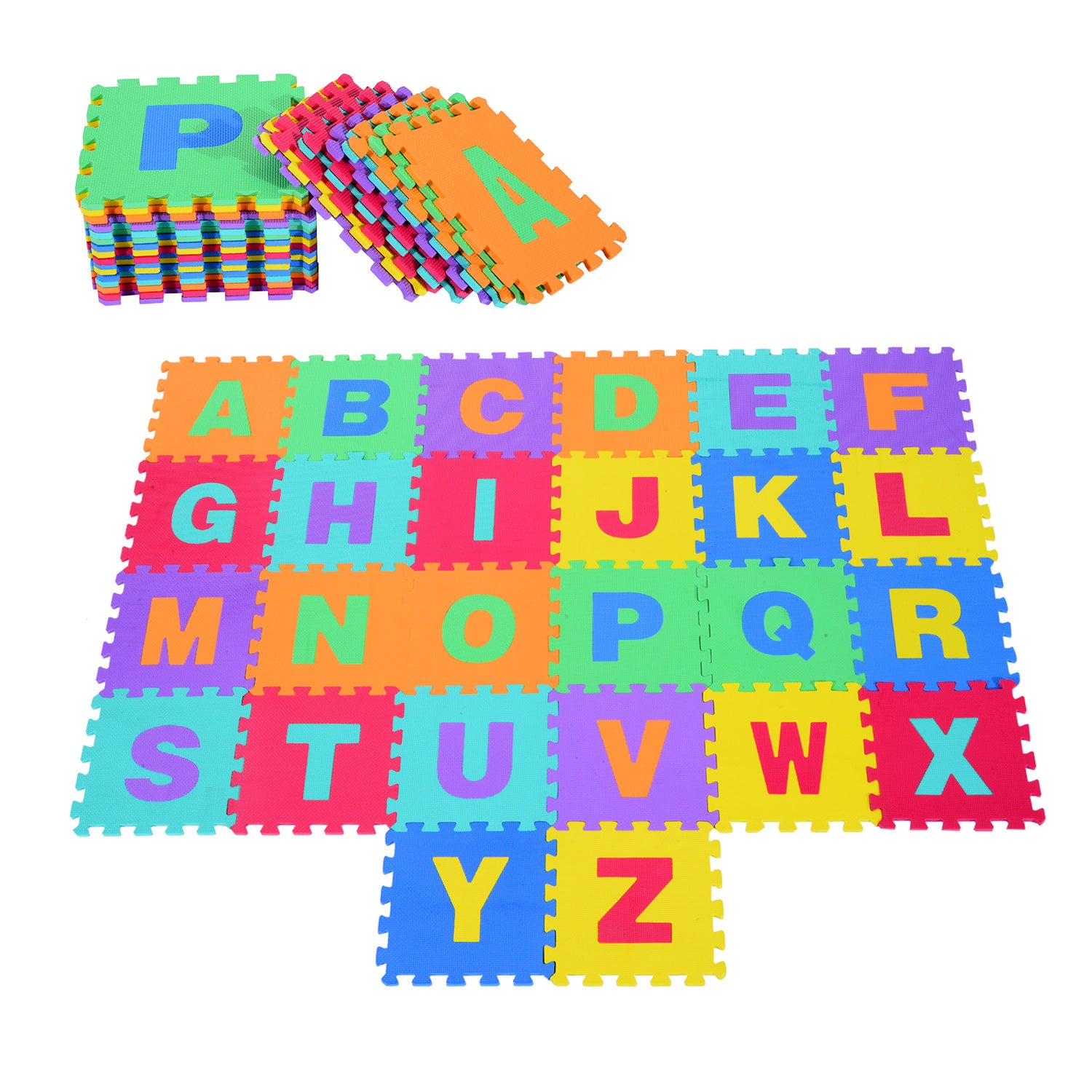 Tapete Puzzle Letras Abecedário 2,41 m2 - Cores Variadas Multicolor
