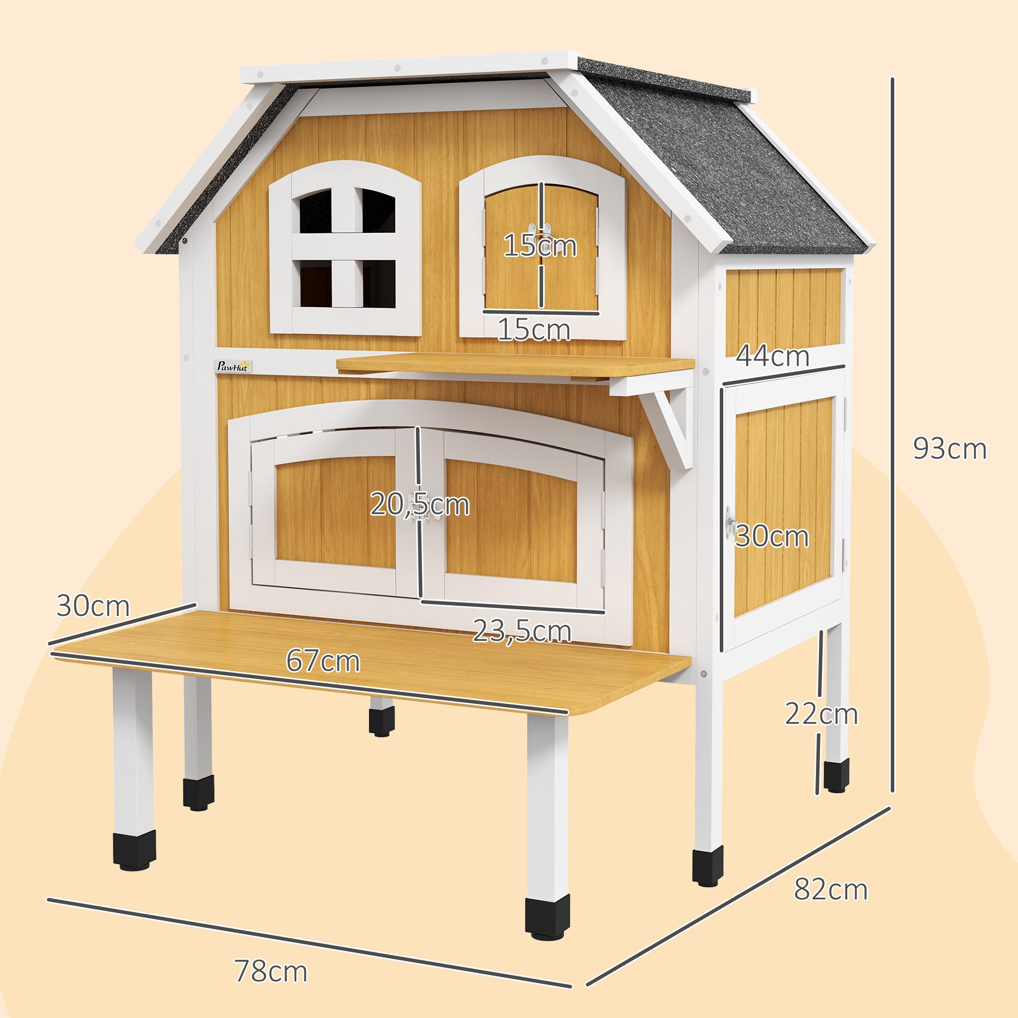 Casa para Gatos de Madeira 78x82x93 cm Cor de Madeira Natural
