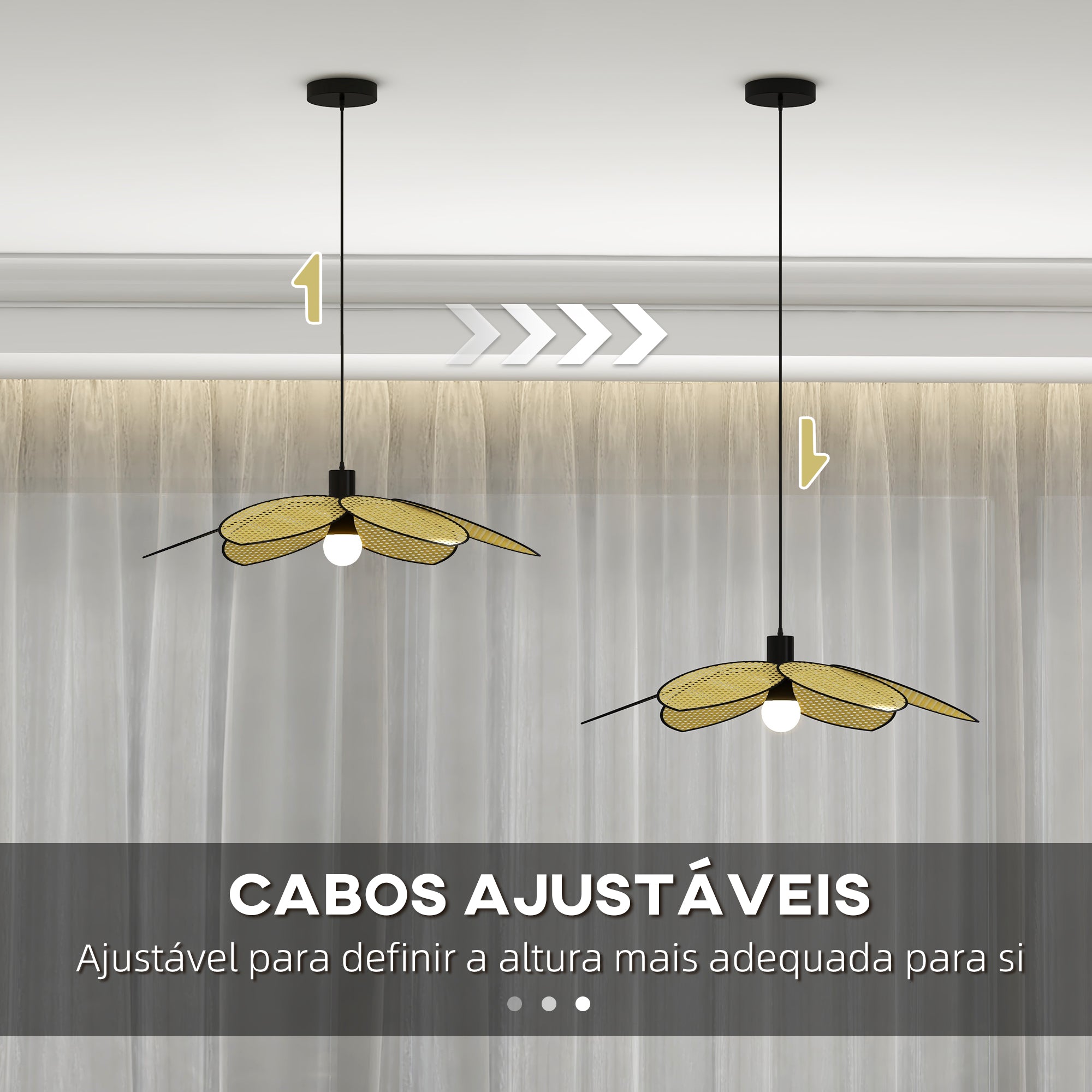 Candeeiro de Teto – 68x115 cm – Preto – Vime Sintético