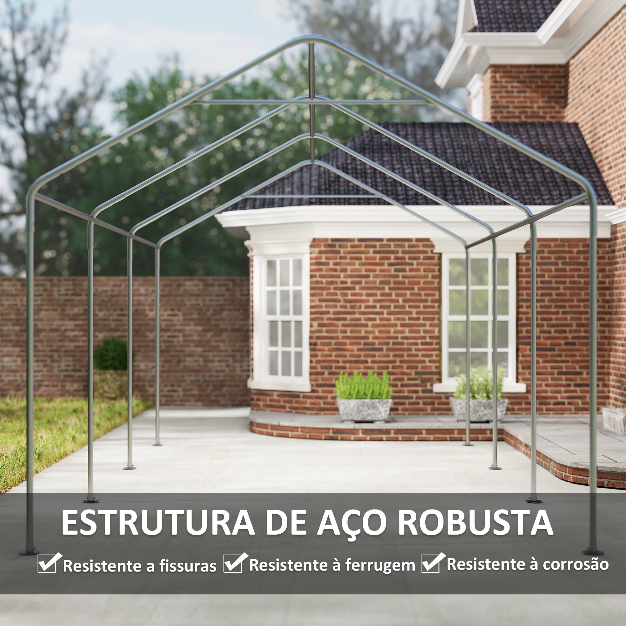 Abrigo de Exterior 590x300x280 cm Cinza Escuro - Garagem para Carros Impermeável