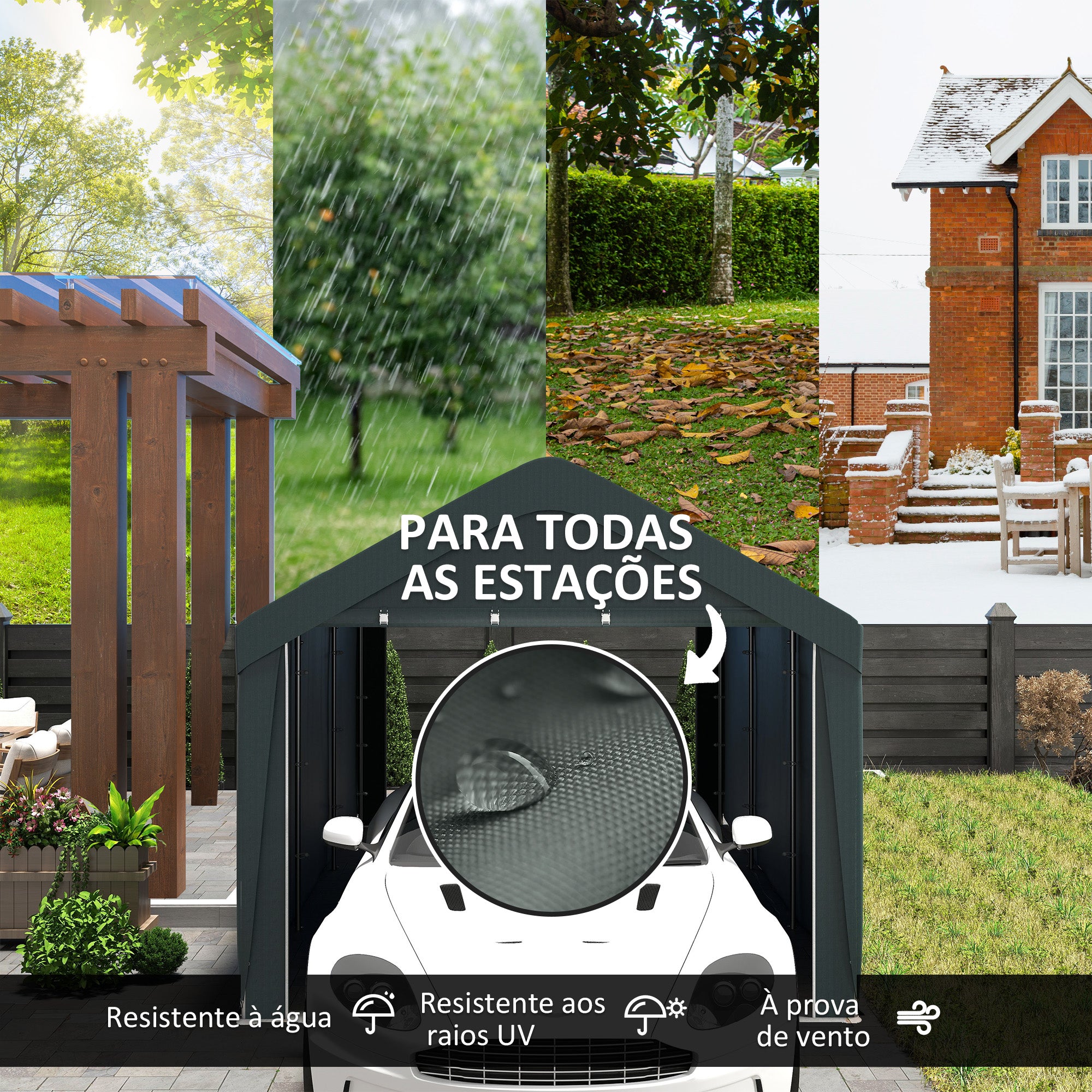Abrigo de Exterior 590x300x280 cm Cinza Escuro - Garagem para Carros Impermeável