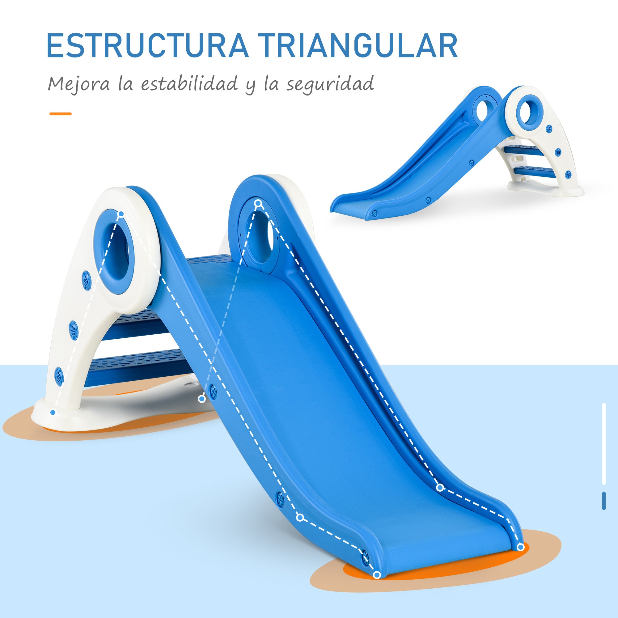 Escorrega Infantil Dobrável 120x50x56 cm - Azul