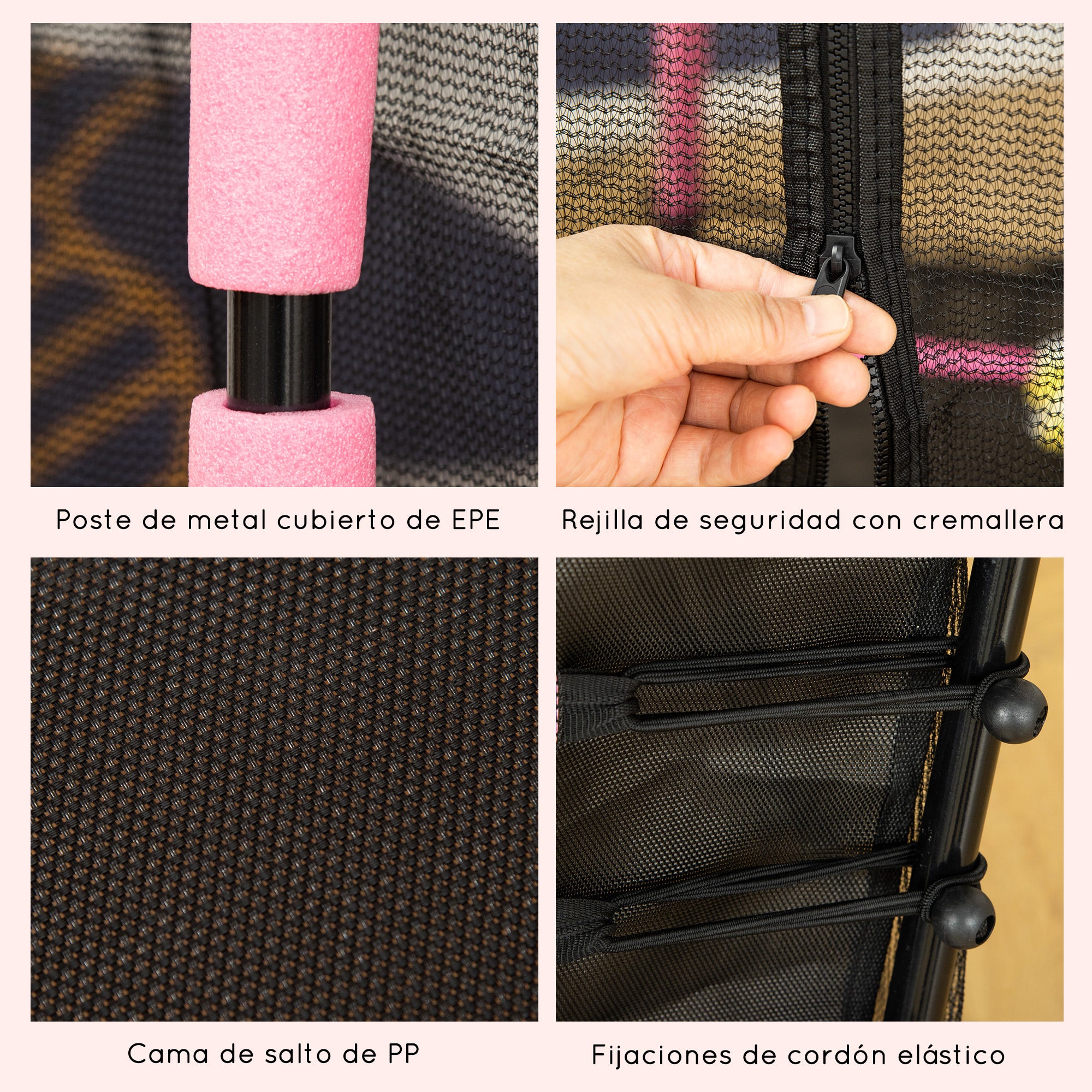 Trampolim Infantil Rosa Ø163,5x163,5 cm - Diversão Segura para Crianças
