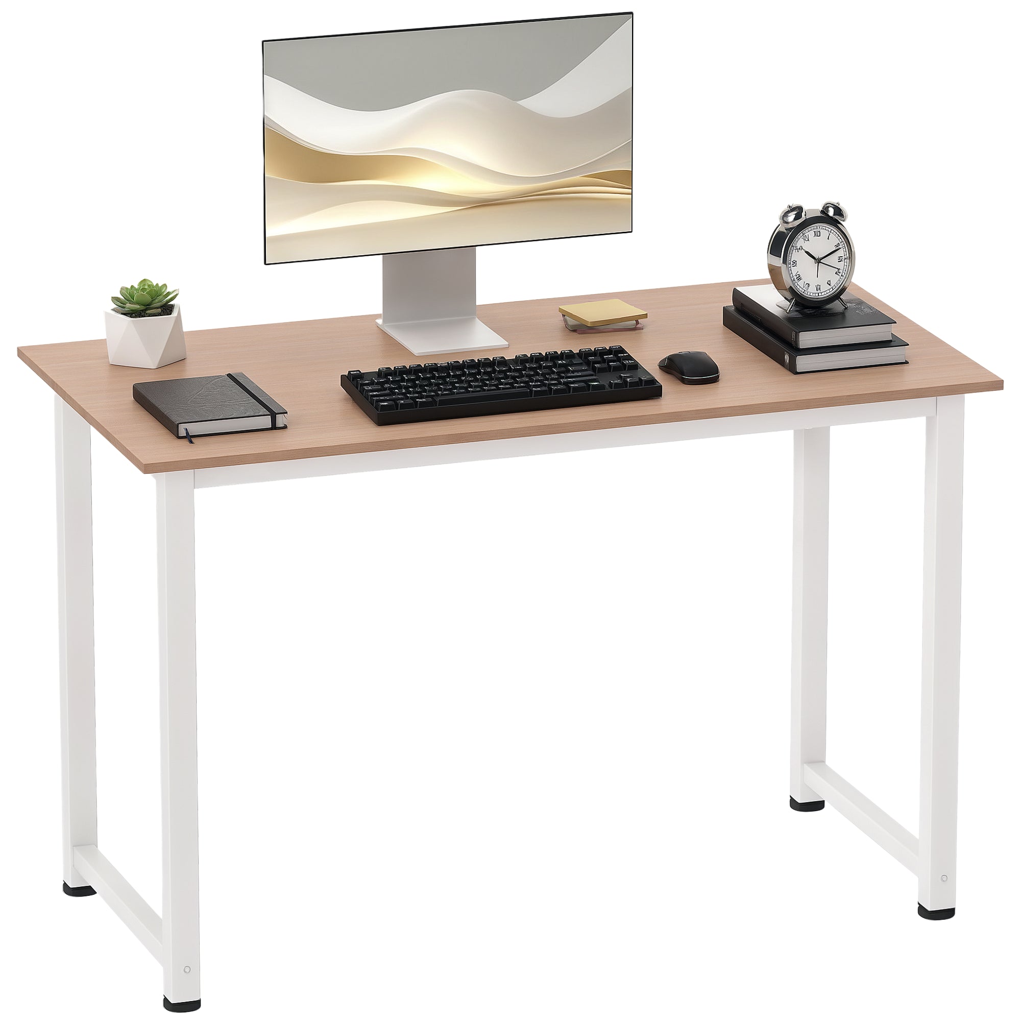 Secretária Moderna Mesa de Estudo 120x60x76 cm Branco e Madeira