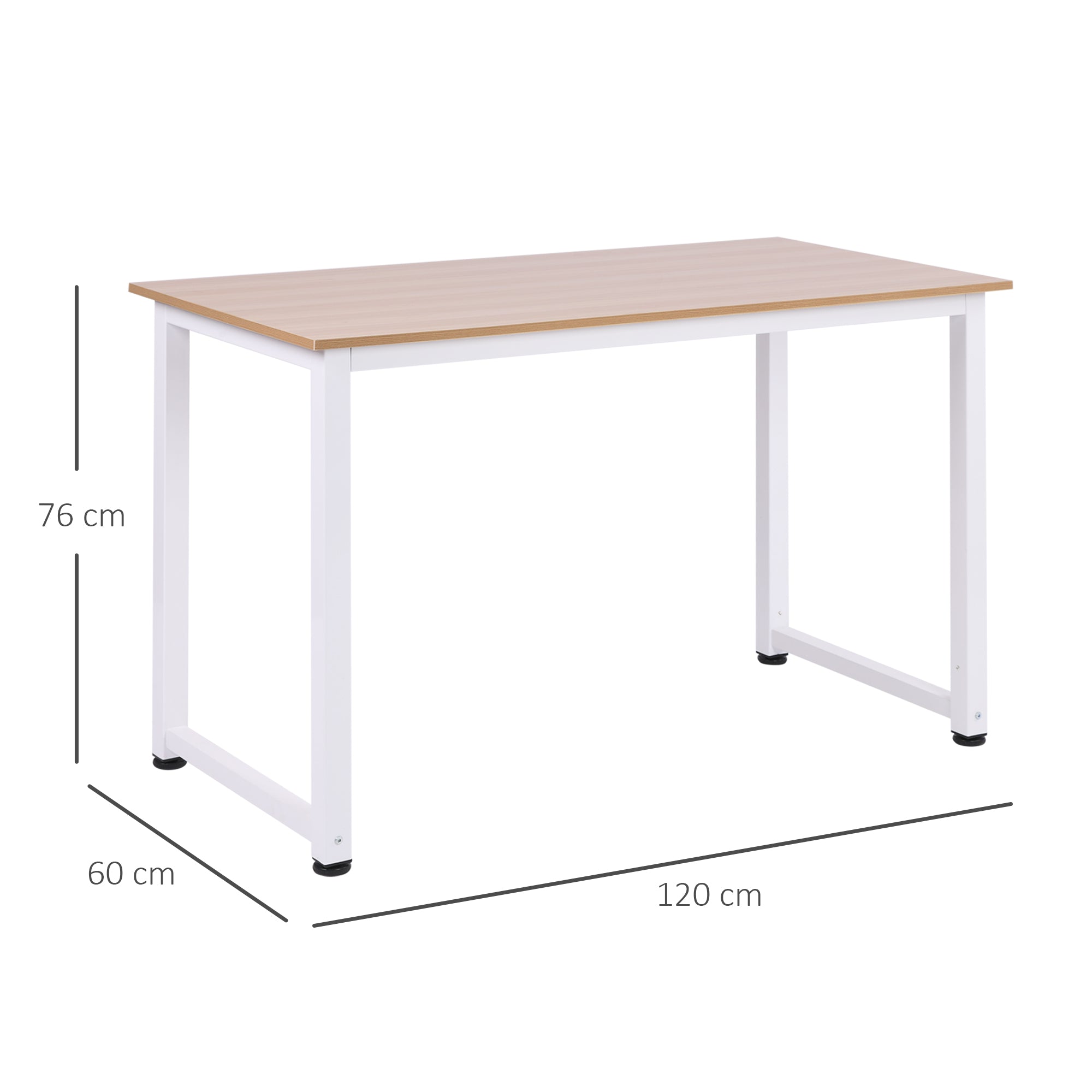 Secretária Moderna Mesa de Estudo 120x60x76 cm Branco e Madeira