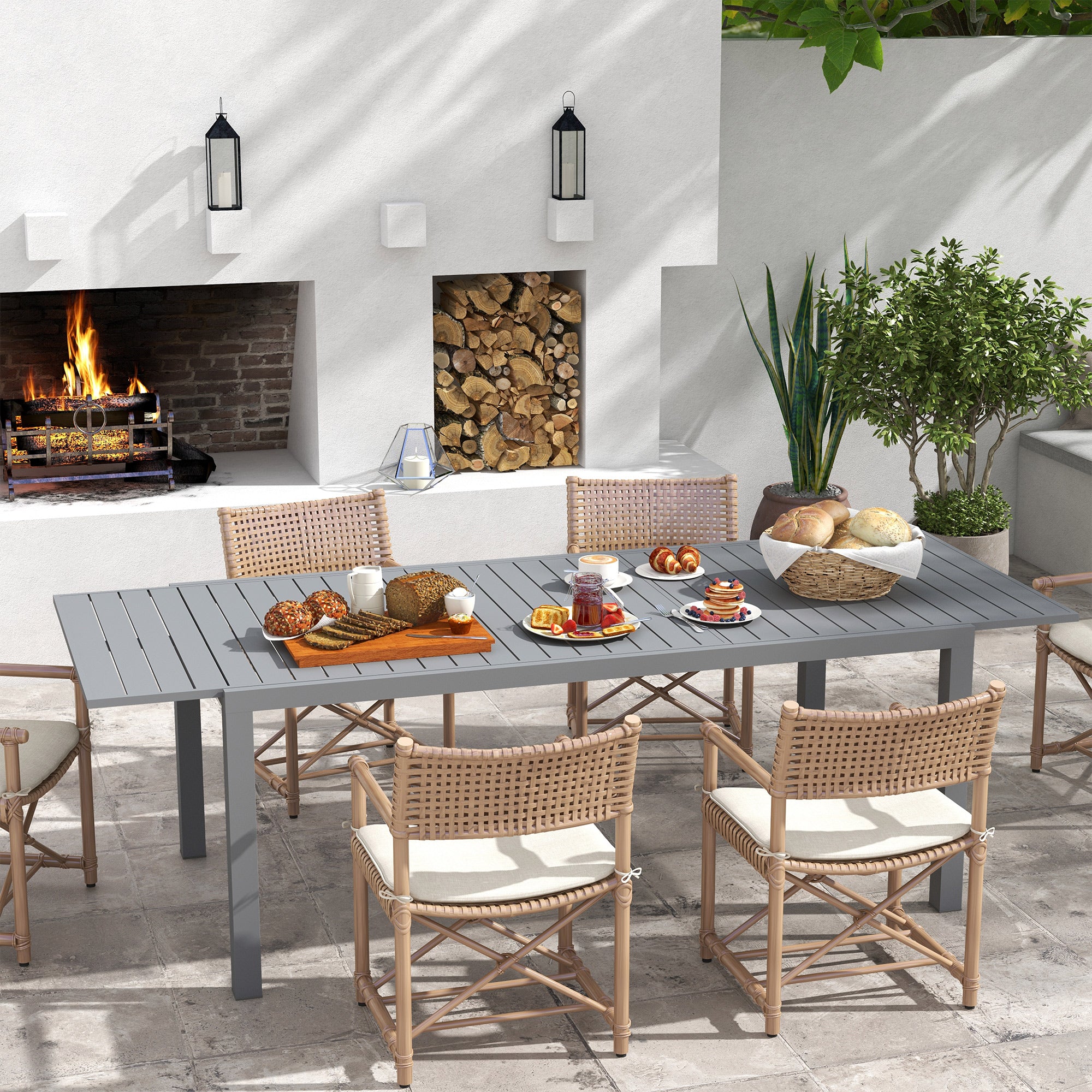 Mesa de Jardim Extensível 180/240x94x73 cm Cinza Escuro