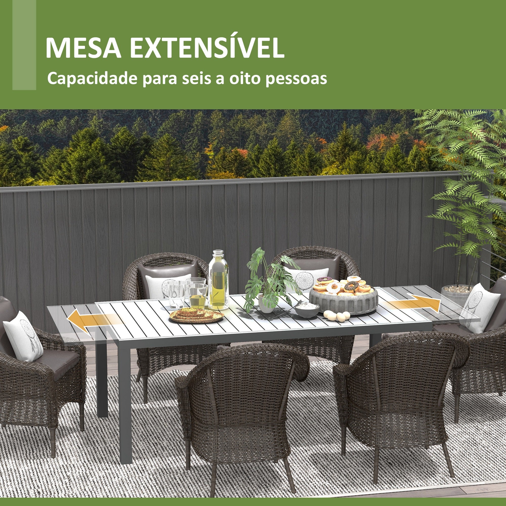 Mesa de Jardim Extensível 180/240x94x73 cm Cinza Escuro