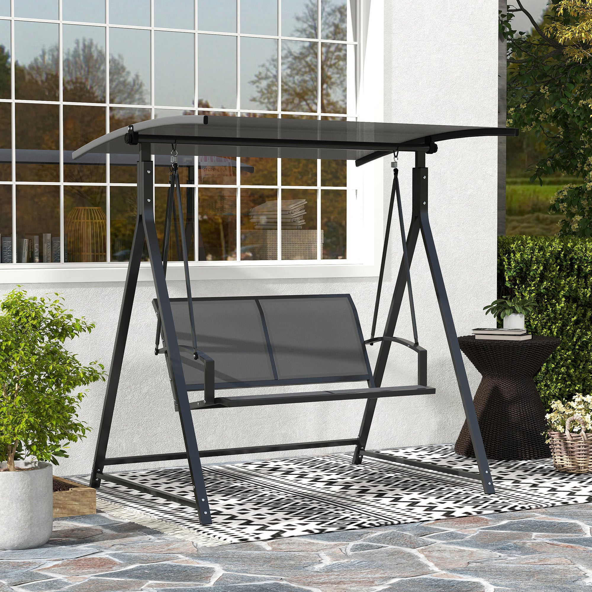 Baloiço de Jardim 2 Lugares Cinza Escuro 160x112x162 cm