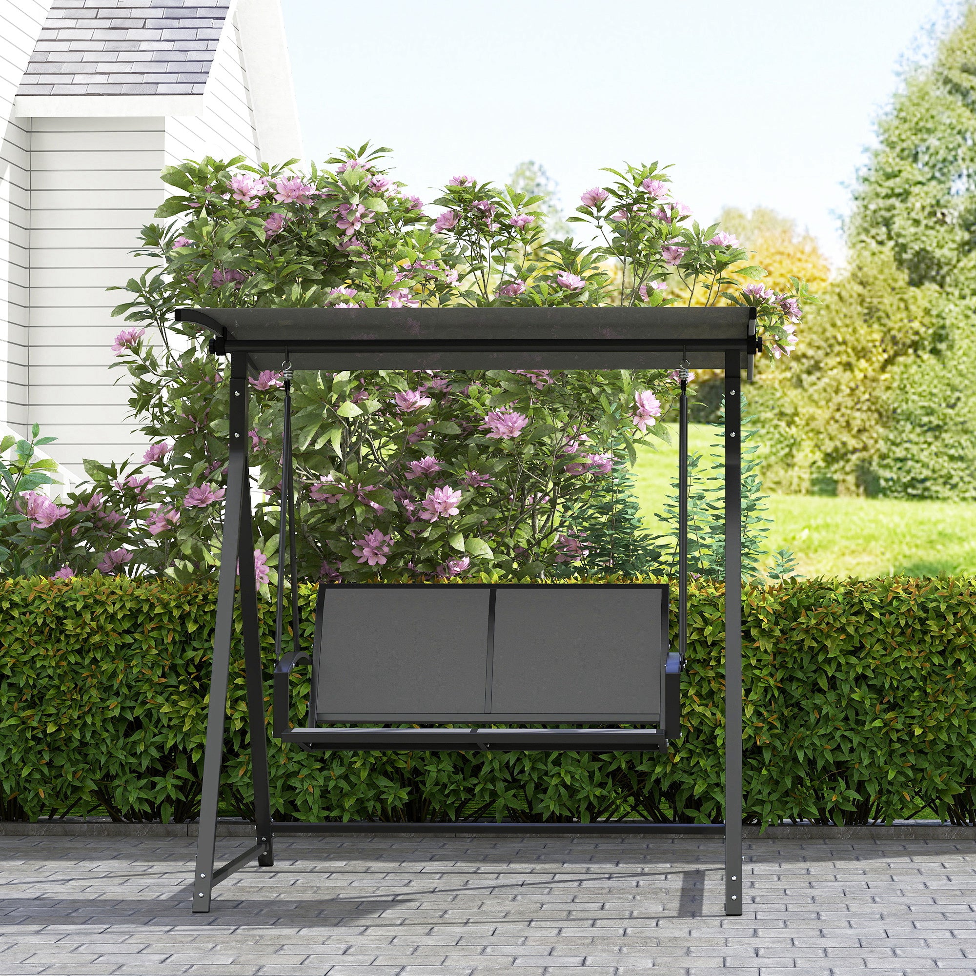 Baloiço de Jardim 2 Lugares Cinza Escuro 160x112x162 cm