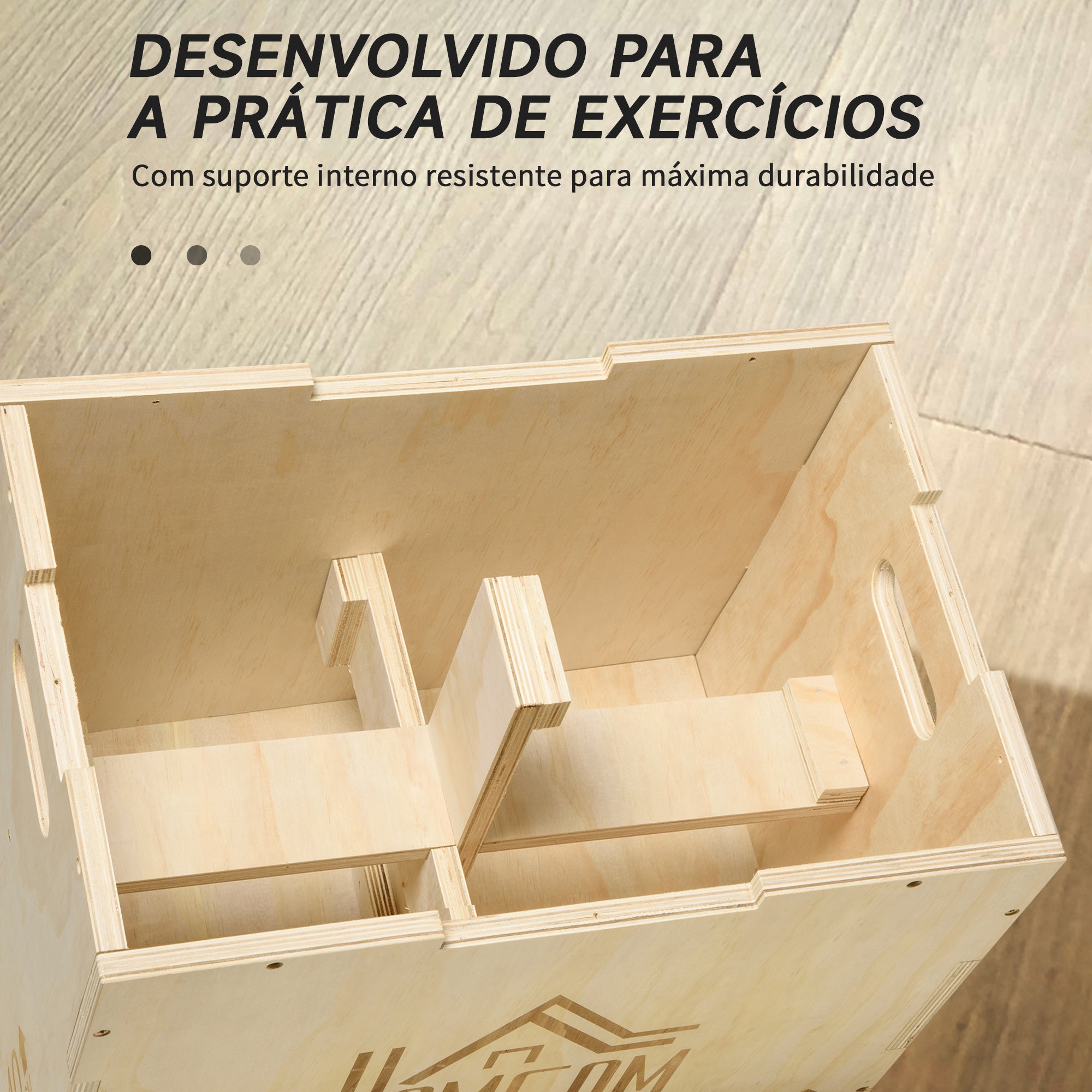 Caixa Pliométrica de Madeira – 61x51x76 cm – Cor de Faia