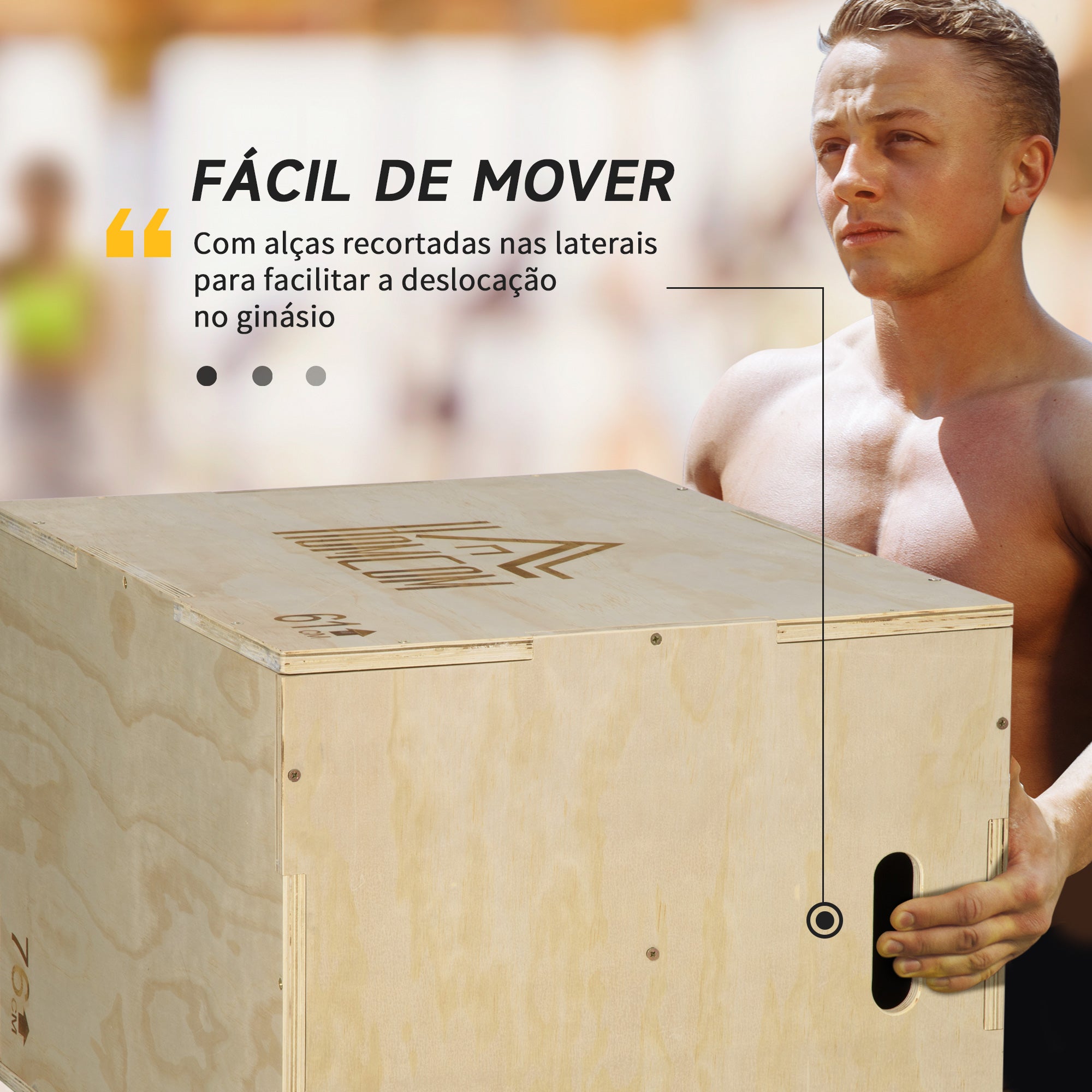 Caixa Pliométrica de Madeira – 61x51x76 cm – Cor de Faia