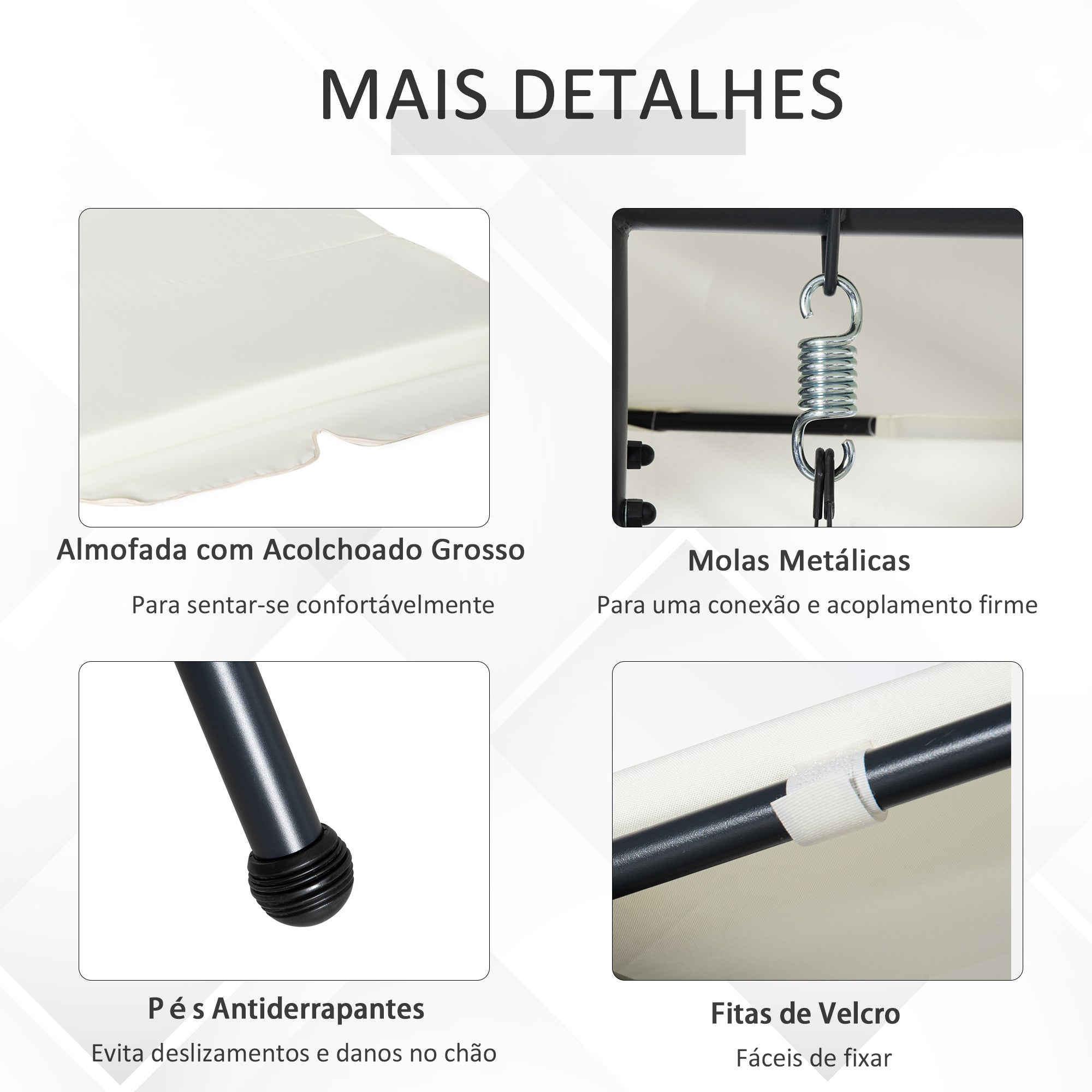 Baloiço Jardim 3 Lugares 200x125x170cm Creme