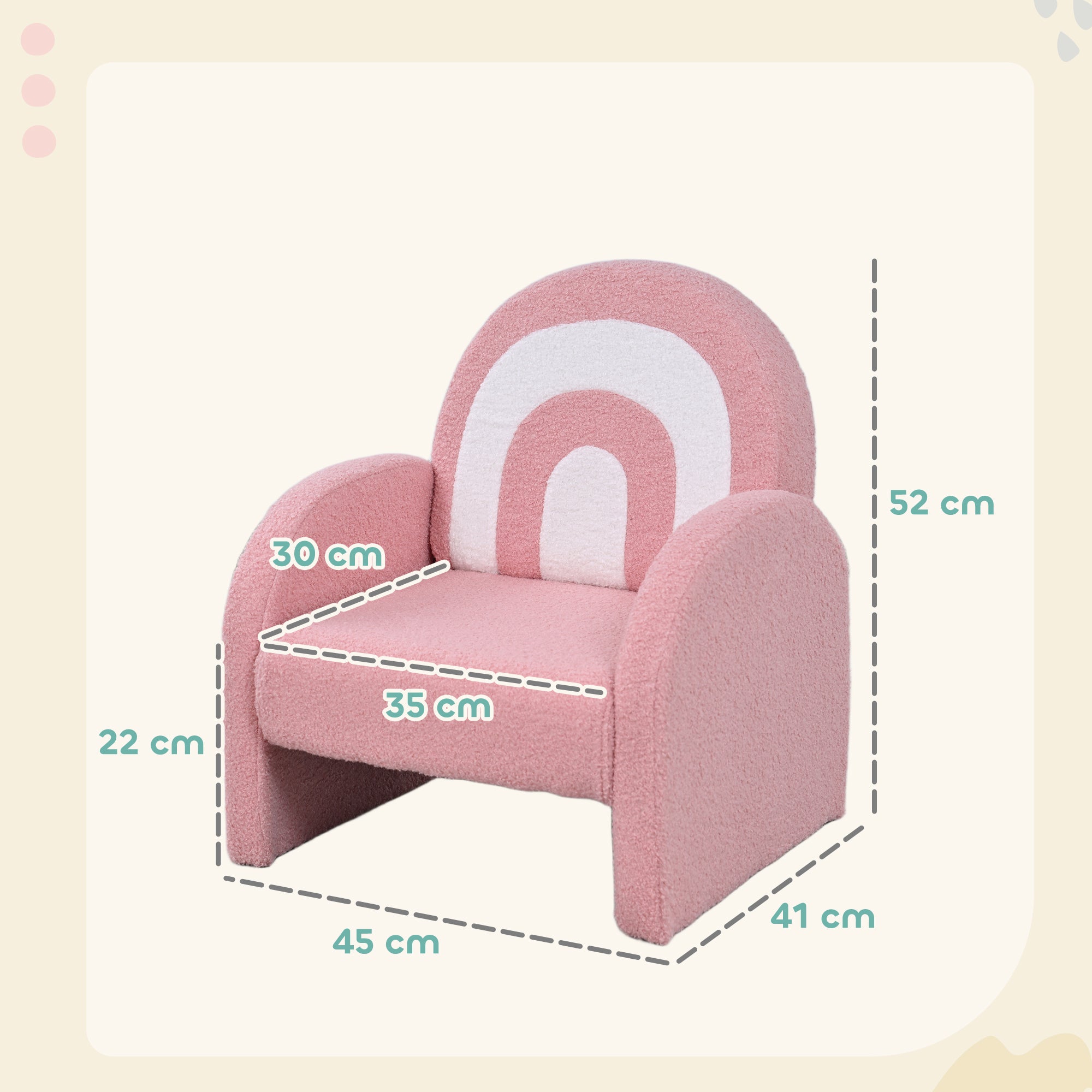 Poltrona Infantil Arco-Íris Rosa 45x41x52 cm