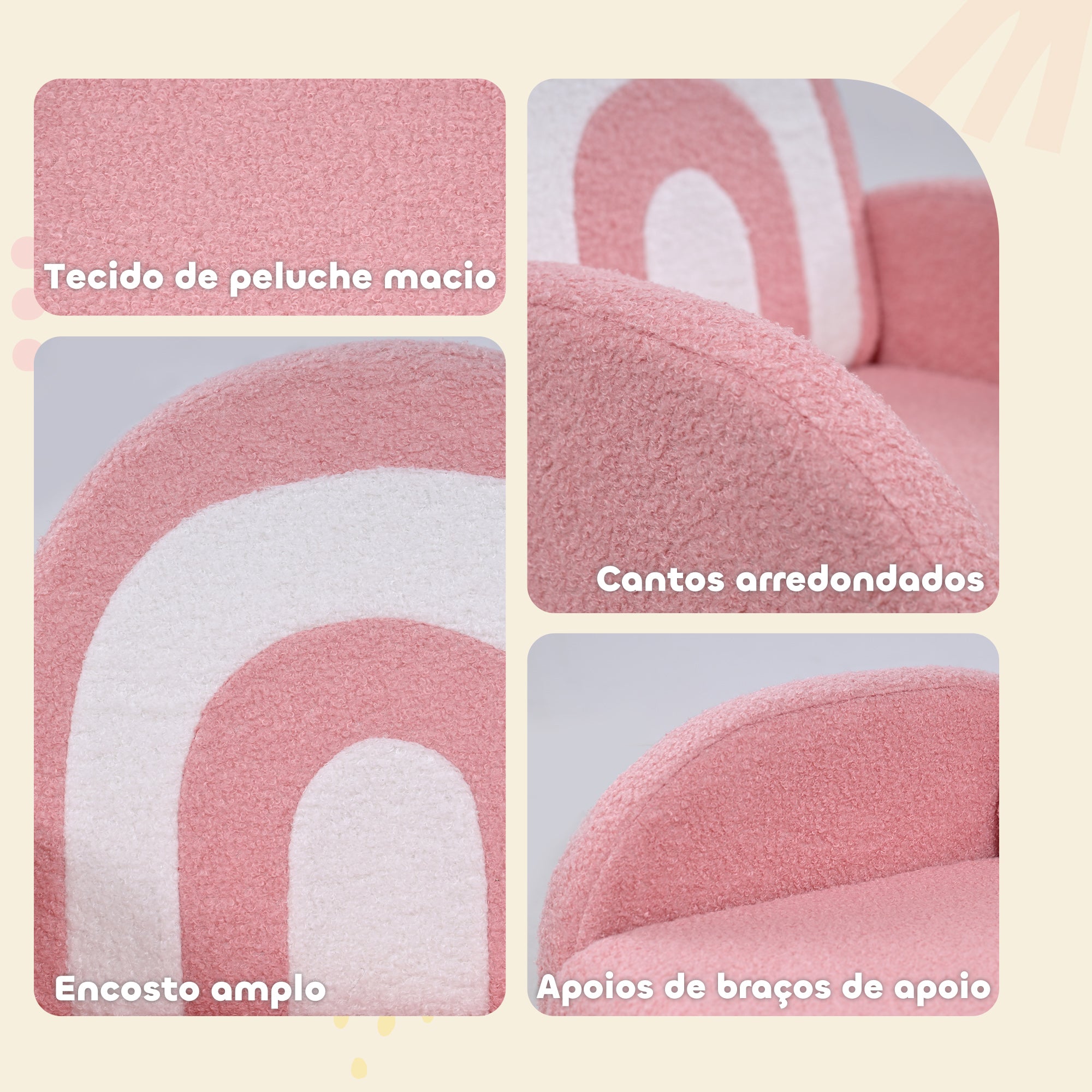 Poltrona Infantil Arco-Íris Rosa 45x41x52 cm