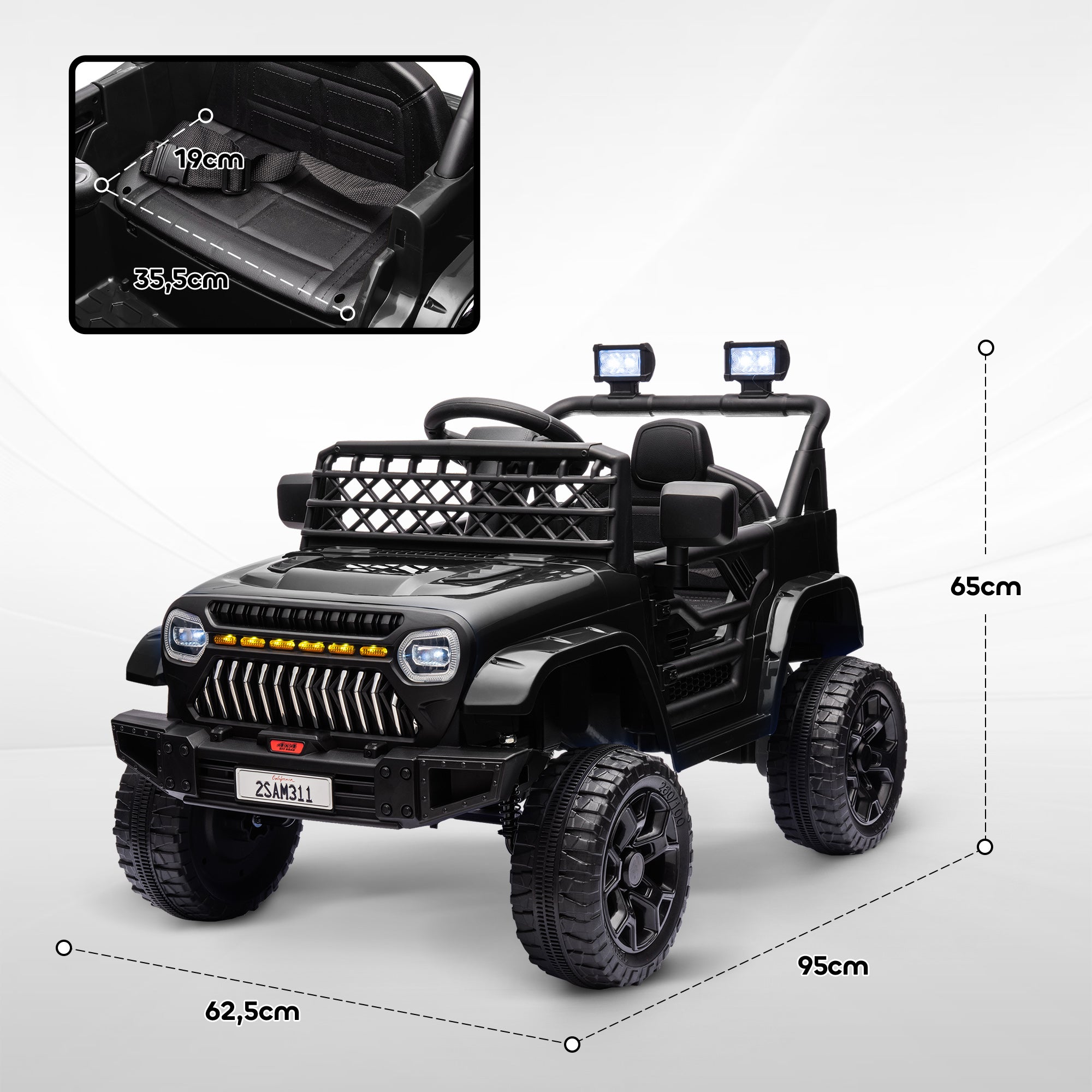 Carro Elétrico Infantil UTV Preto 95x62,5x65 cm