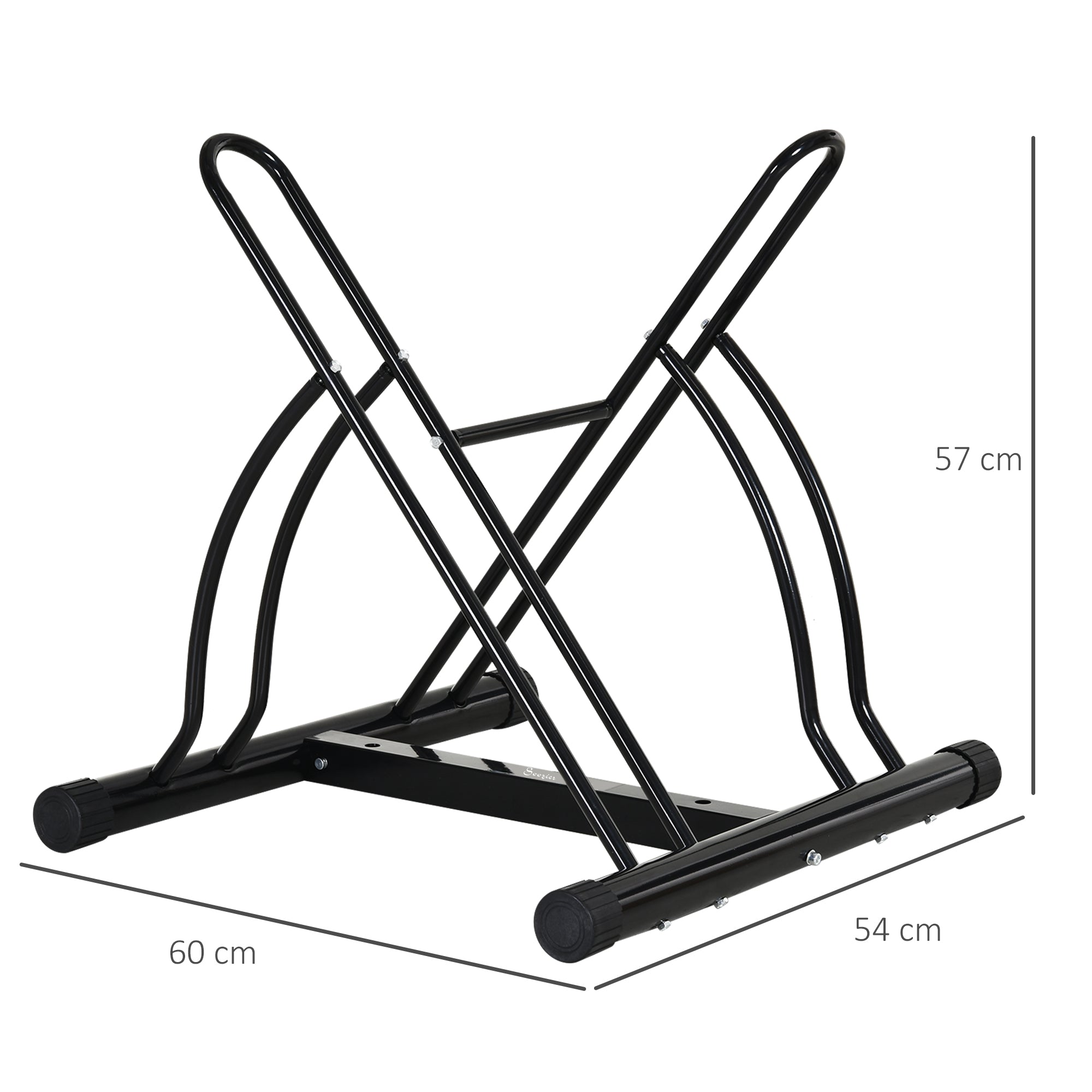 Suporte de Estacionamento para 2 Bicicletas – 60x54x57 cm – Cor Preto – Aço Tubular