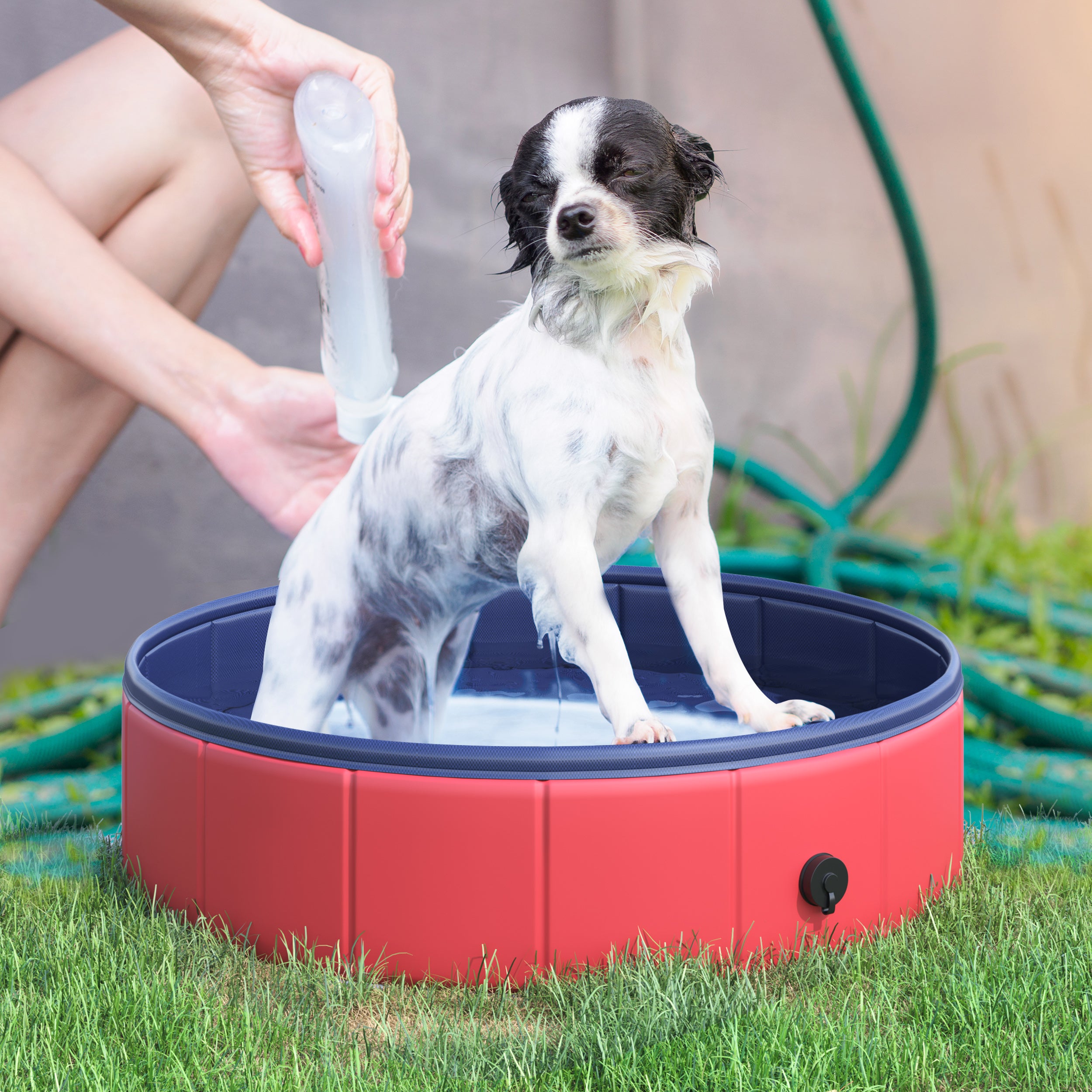 Piscina Dobrável para Animais de Estimação Ø80x20 cm - Vermelha