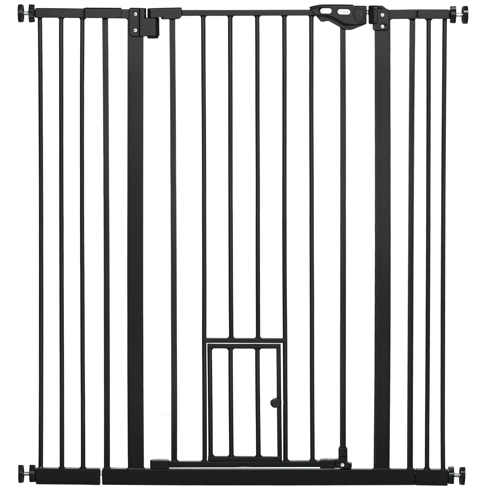 Barreira de Segurança para Cães com Porta Pequena 101x3.5x104.1 cm Preto