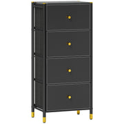 Cómoda de Tecido com 4 Gavetas Dobráveis 46x30x98 cm - Cor Preto