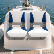 Conjunto de 2 Assentos para Barco de Pesca - Silla Dobrável Acolchoada com Almofada de Espuma de Alta Densidade, 4 Parafusos, Cobertura Impermeável em PVC Azul