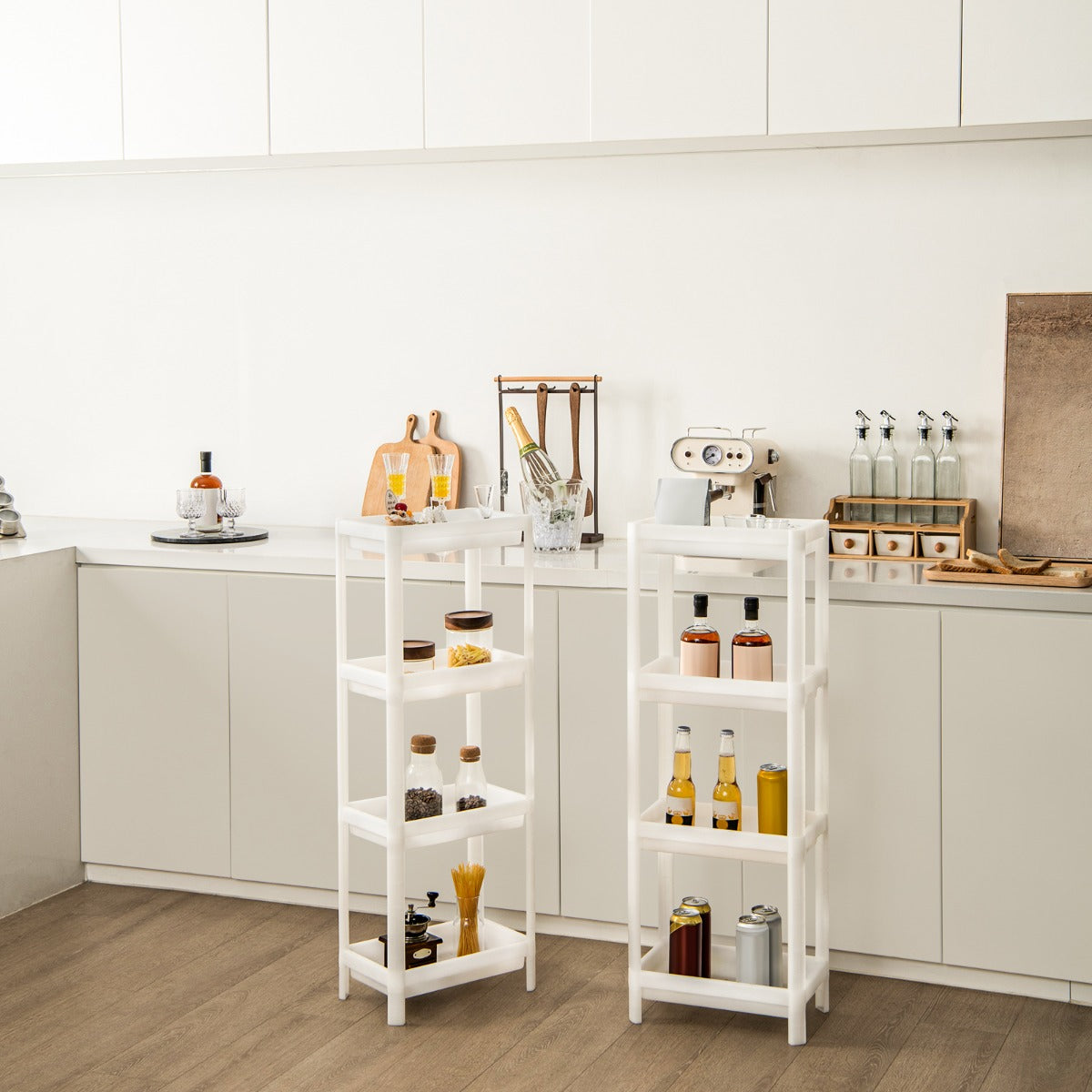 Conjunto de Estantes de Canto para Casa de Banho – 36 x 23 x 99,5 cm – Branco – PP