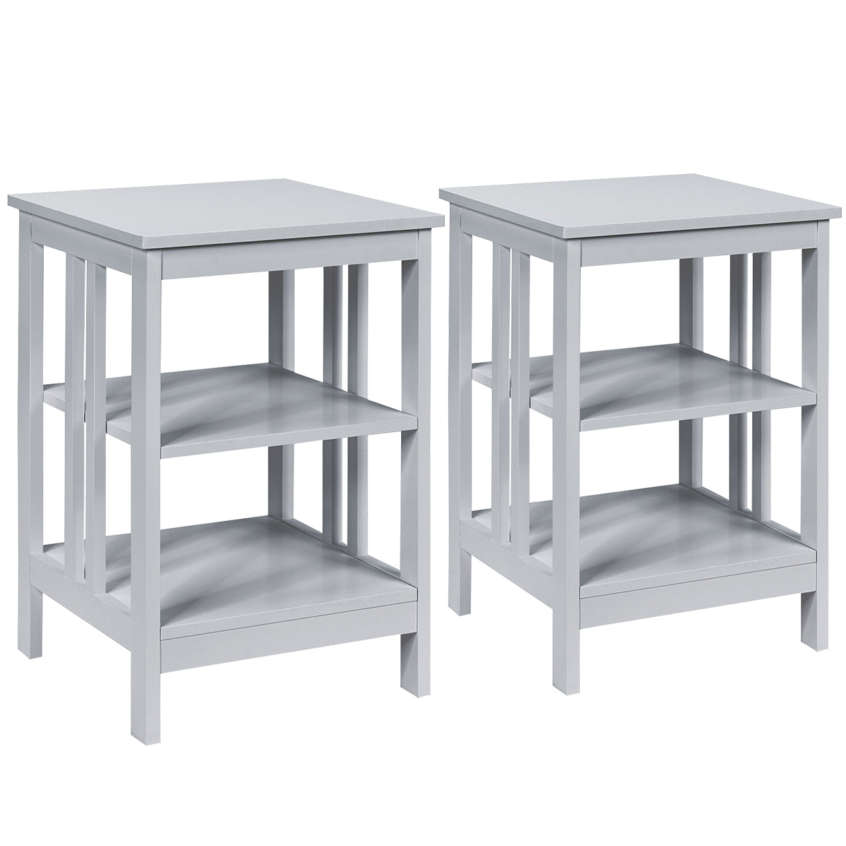Mesinhas de Cabeceira com Barras de Reforço e Estrutura Estável para Quarto Sala Corredor 40 x 40 x 61 cm Branco