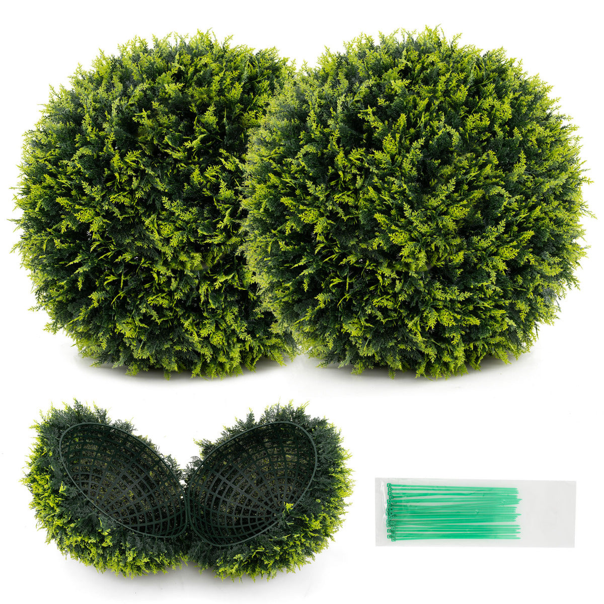 Conjunto de 2 Bolas de Cipreste Artificial 50 cm para Decoração Interior e Exterior - Planta Artificial