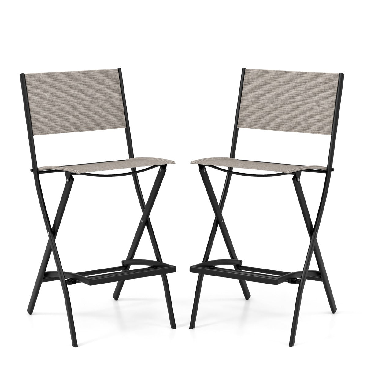 Conjunto de 2 Cadeiras Altas Dobráveis – 46 x 57 x 102 cm – Café – Metal
