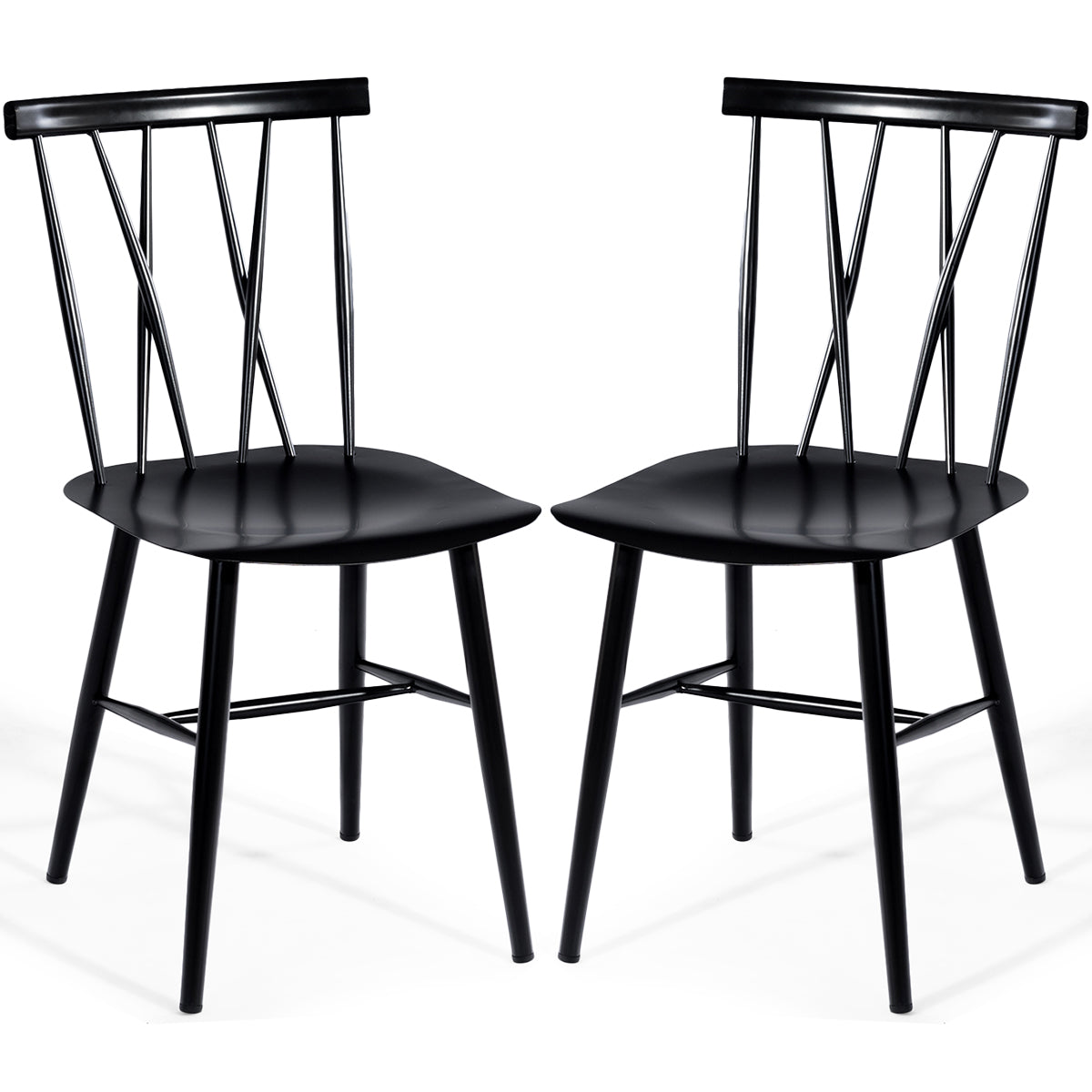 Jogo de 2 Cadeiras de Metal – 40 x 53 x 82 cm – Preto