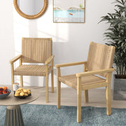 Conjunto de 2 Cadeiras de Jantar – 60 x 58 x 88 cm – Natural – Madeira de Borracha