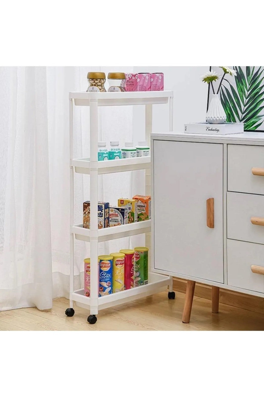 Prateleira Multiuso de Plástico – 54 cm x 101 cm x 5,5 cm – Branco