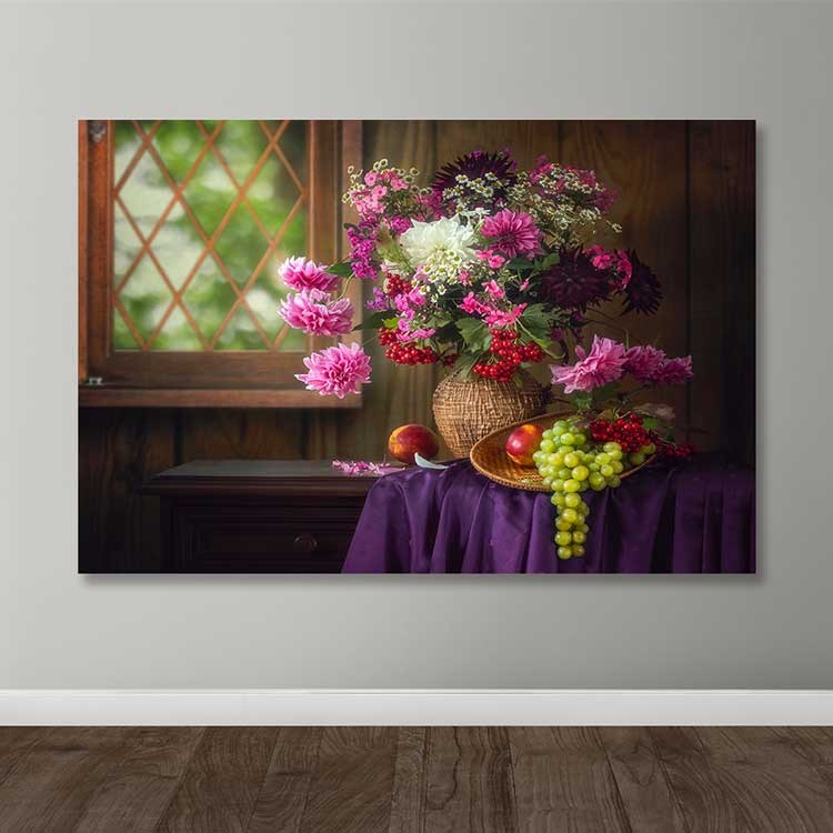 Quadro Decorativo em Tela Multicolor 100x140 cm com Moldura de Madeira 3–4 cm (100% Tela)