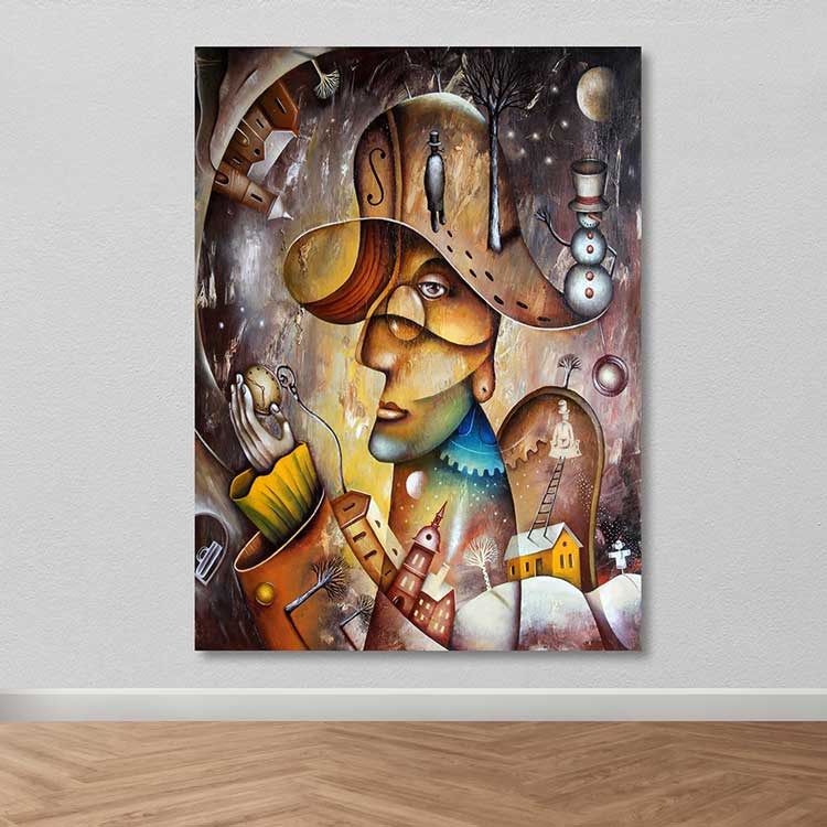 Quadro em Tela Decorativo Multicolor 100x140 cm, 100% Canvas, Moldura de Madeira 3–4 cm